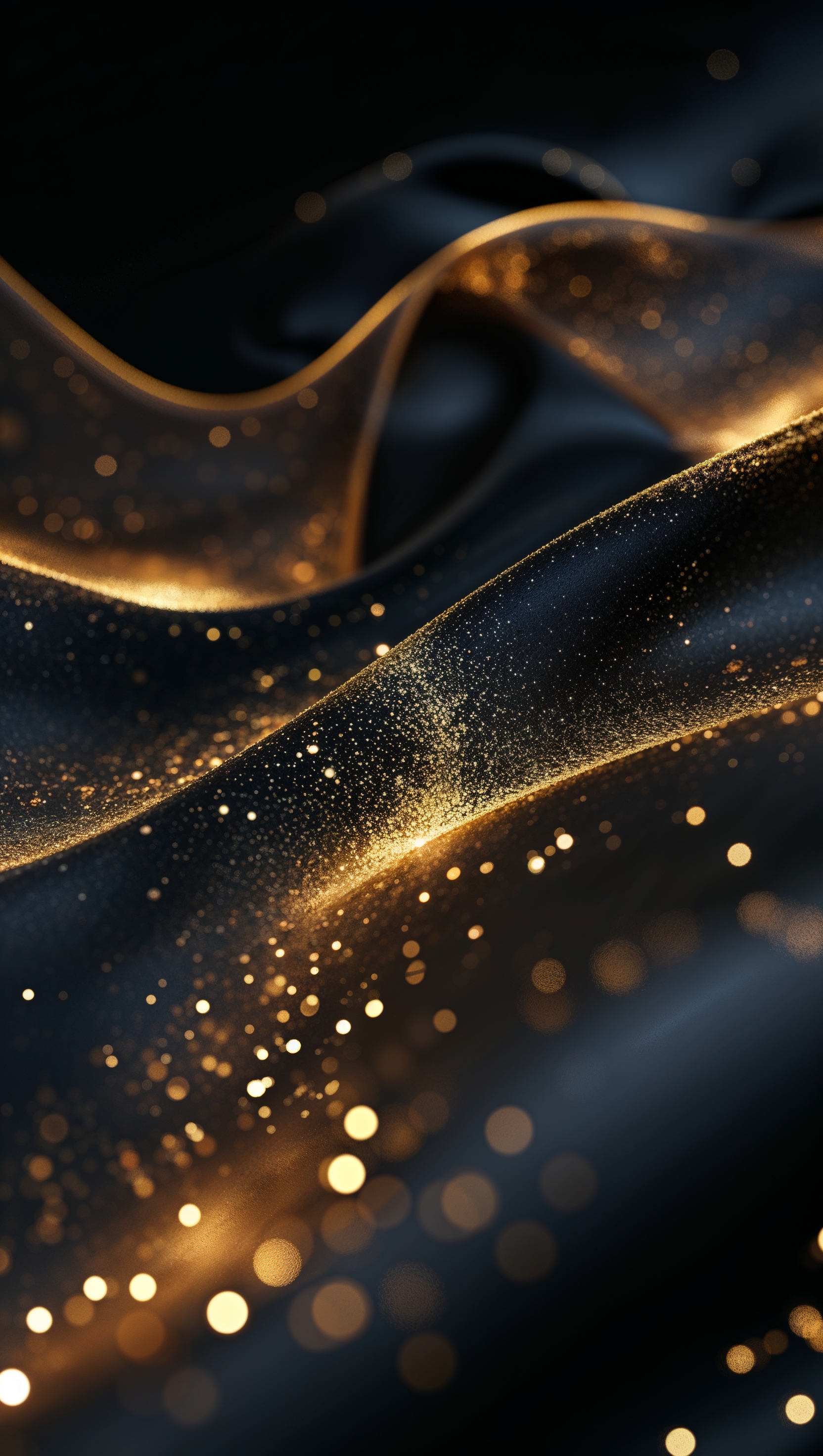 Design an iPhone wallpaper with a black and gold background and soft lighting