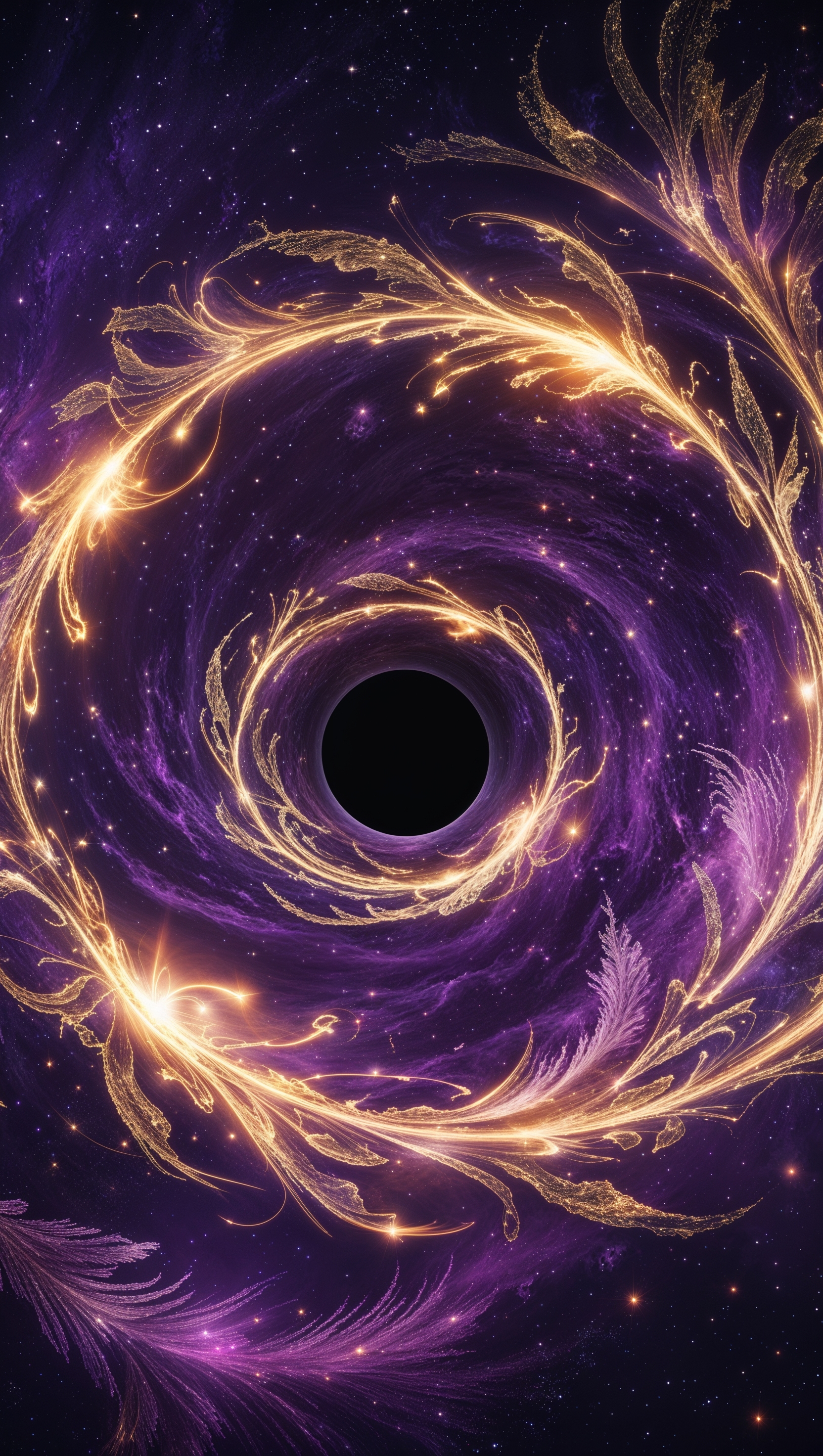 A black hole floating in a sea of shining stars