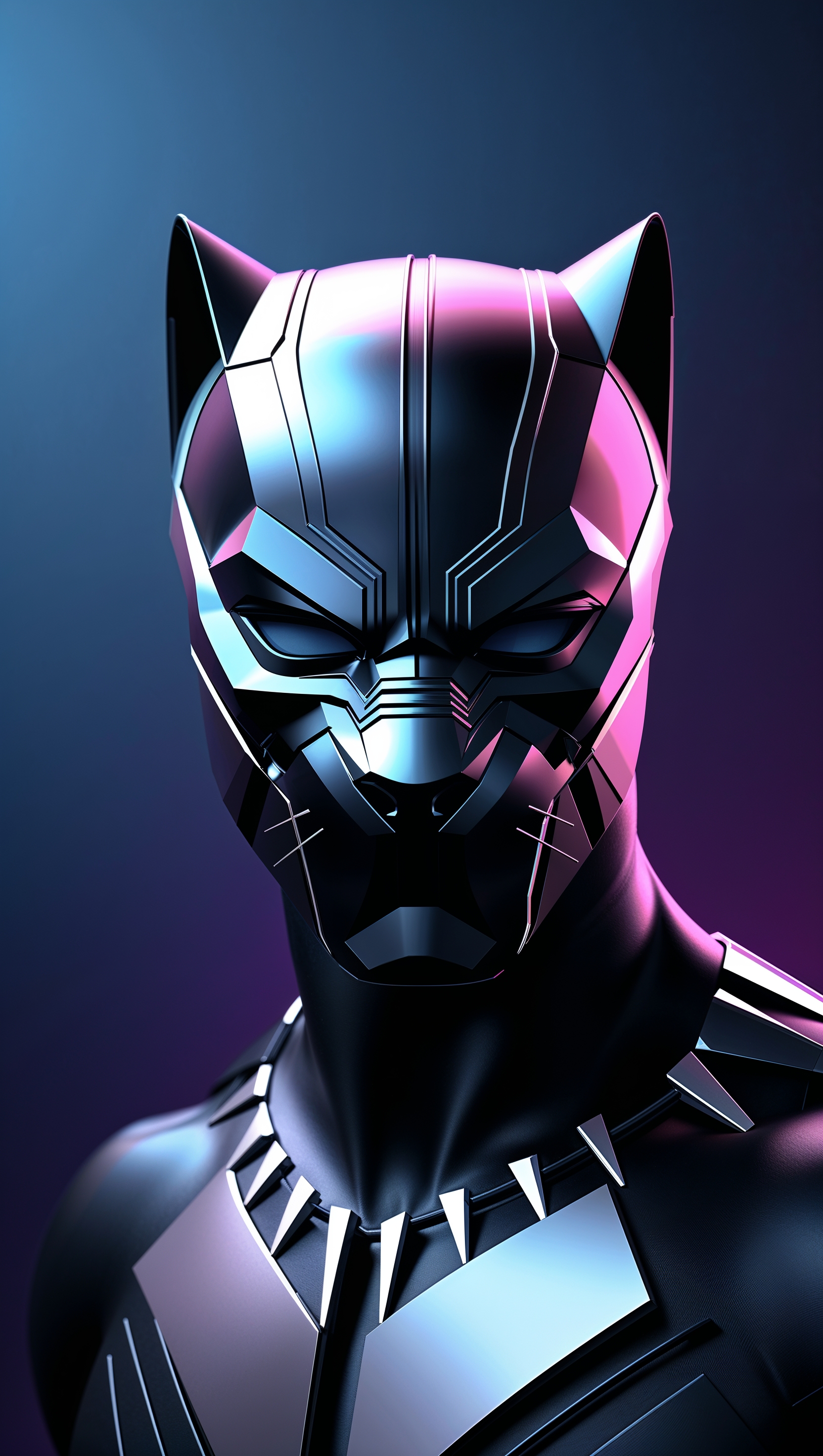 Geometric Black Panther artwork, modern design for iPhone wallpaper