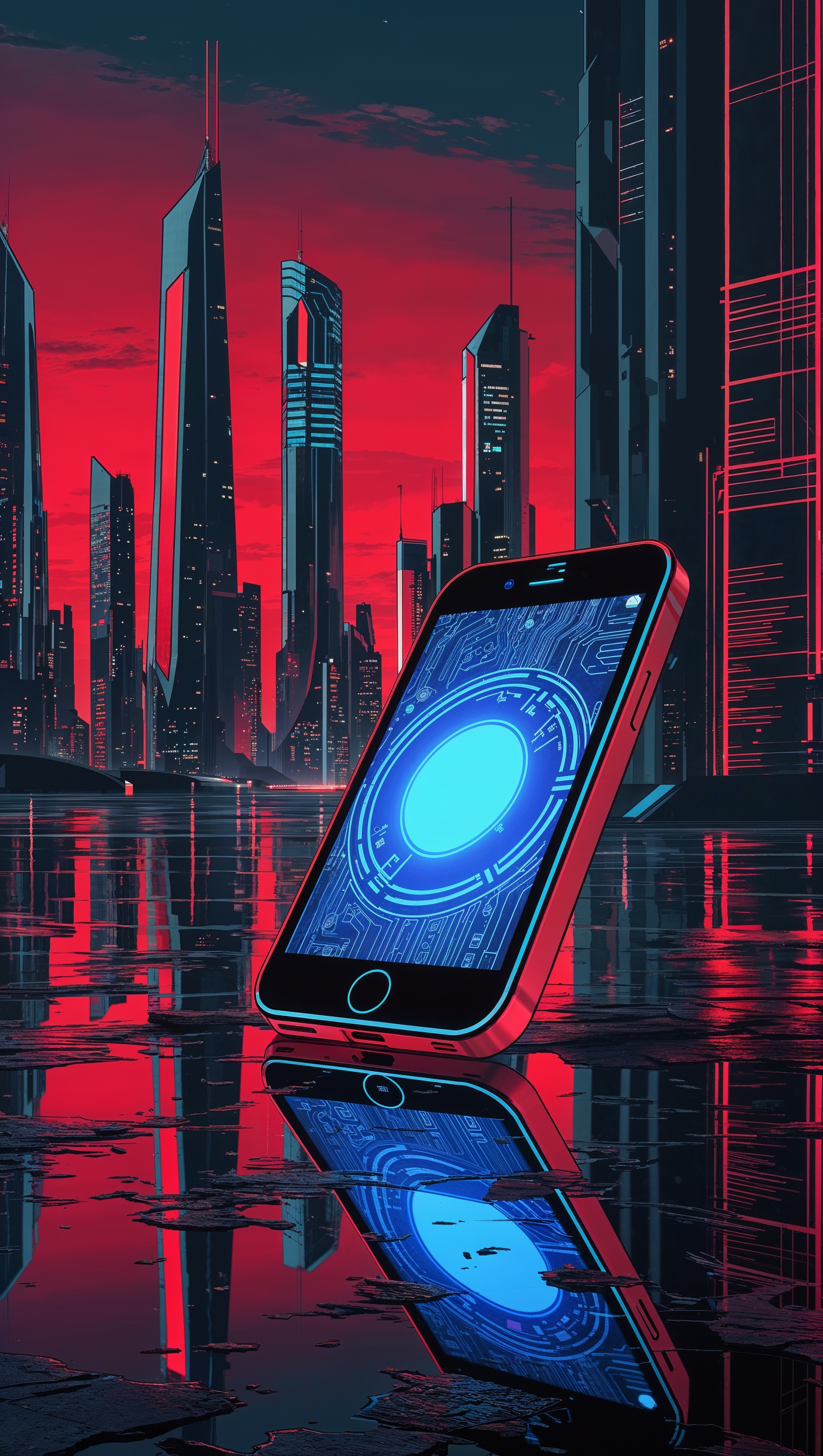 Cyberpunk style black and red iPhone wallpaper