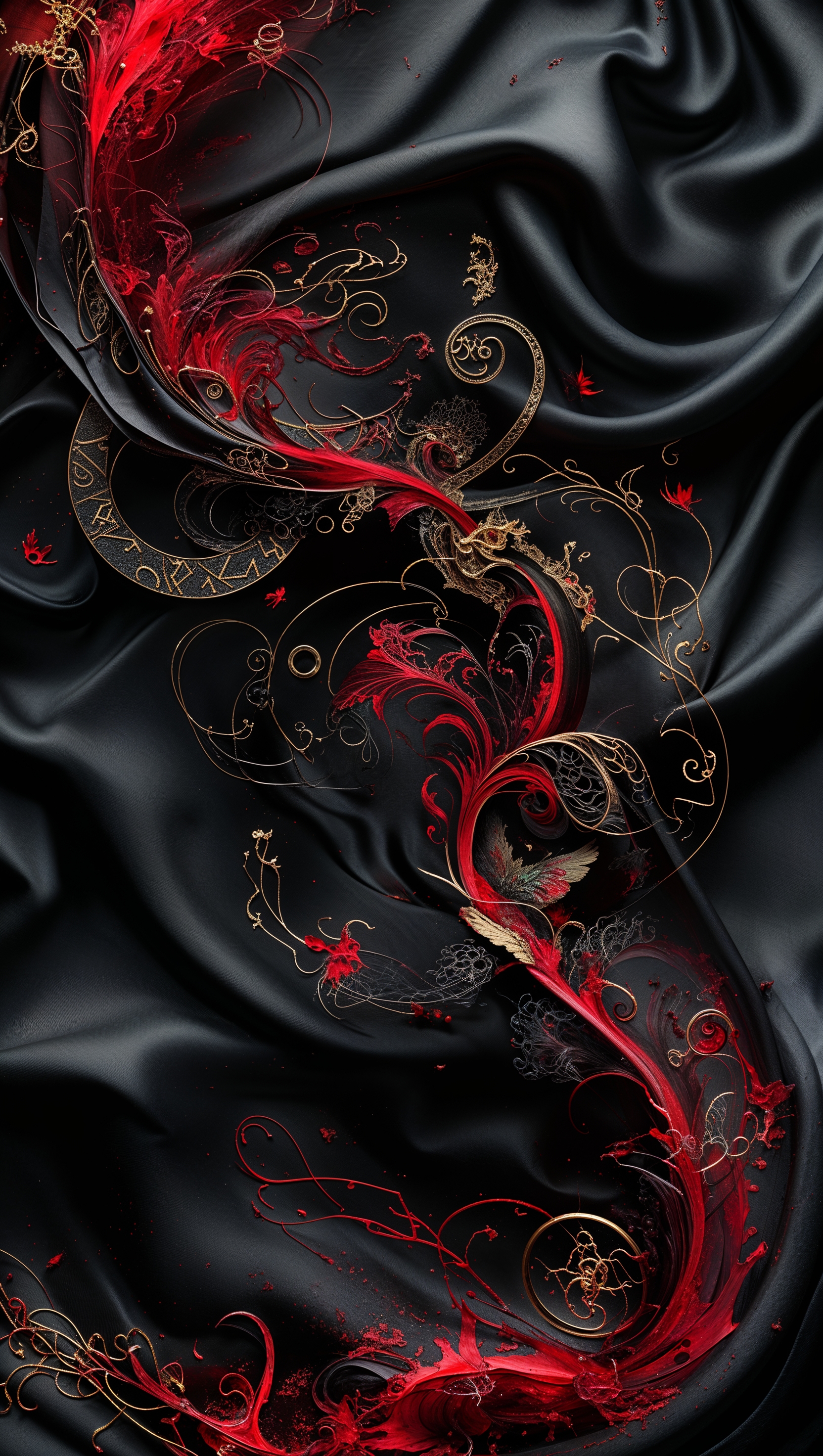 iPhone background with black and red color combo and fantasy elements