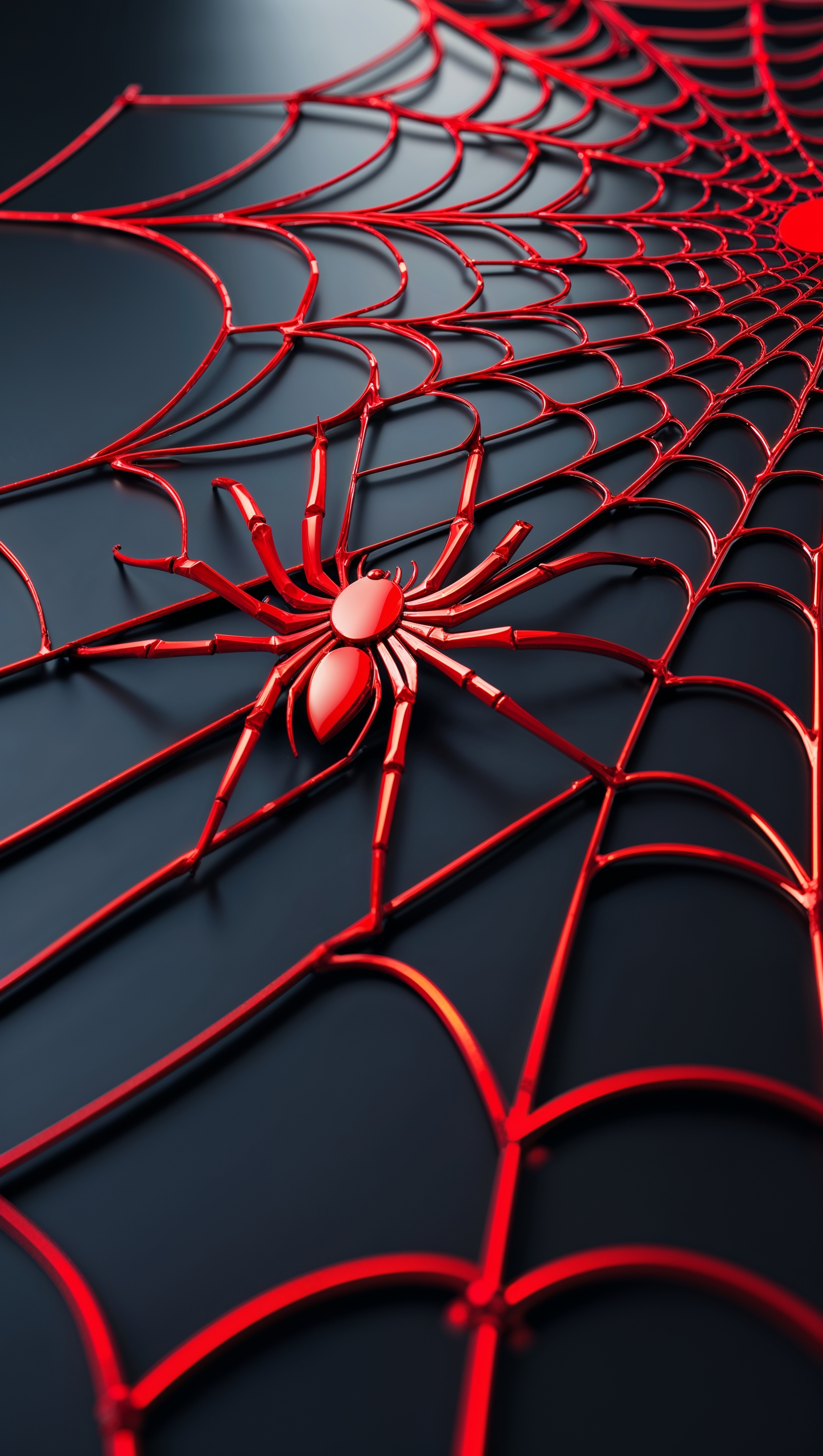 iPhone background with red spider web design on black surface
