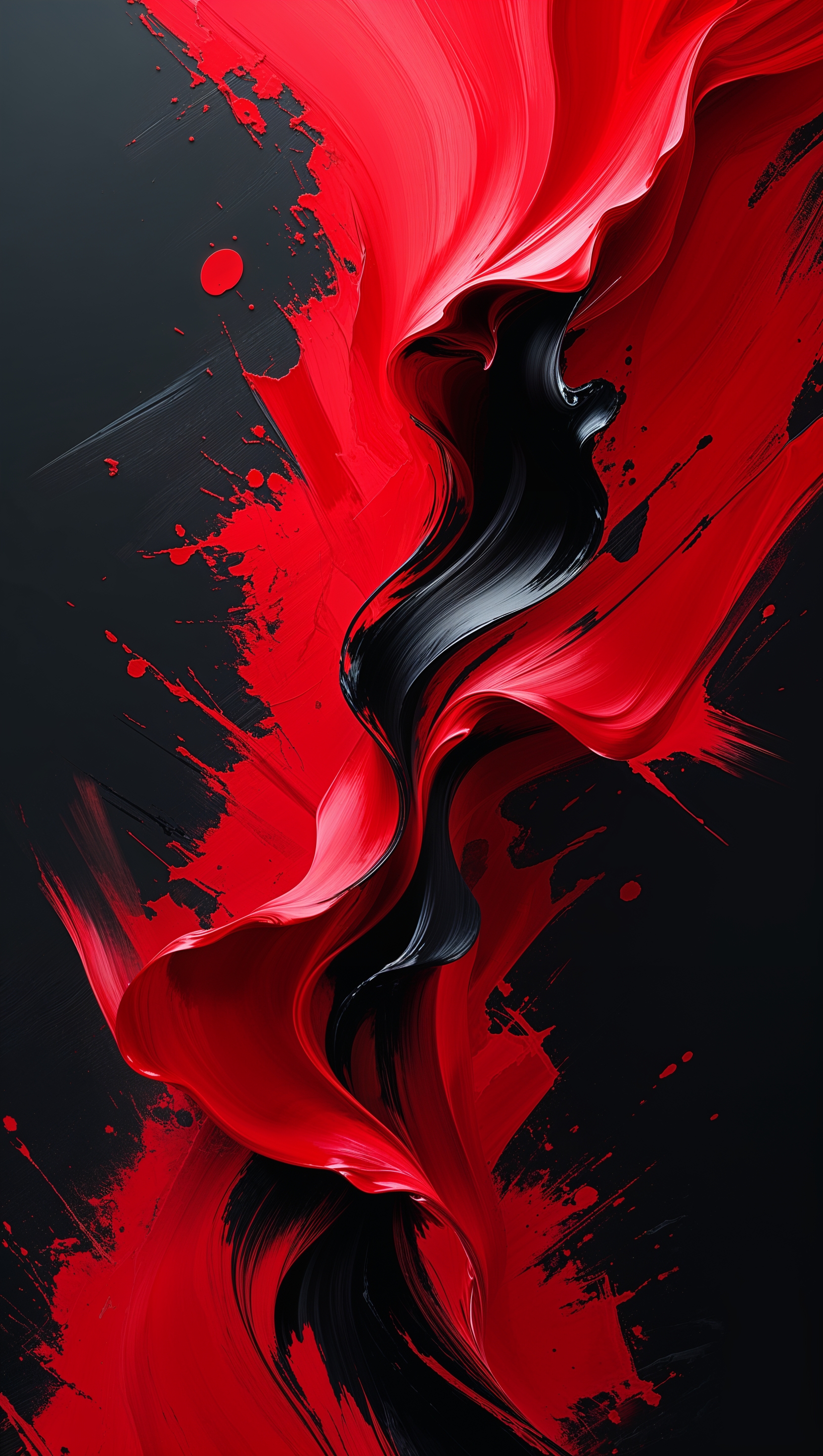 iPhone wallpaper with red and black digital painting, artistic style