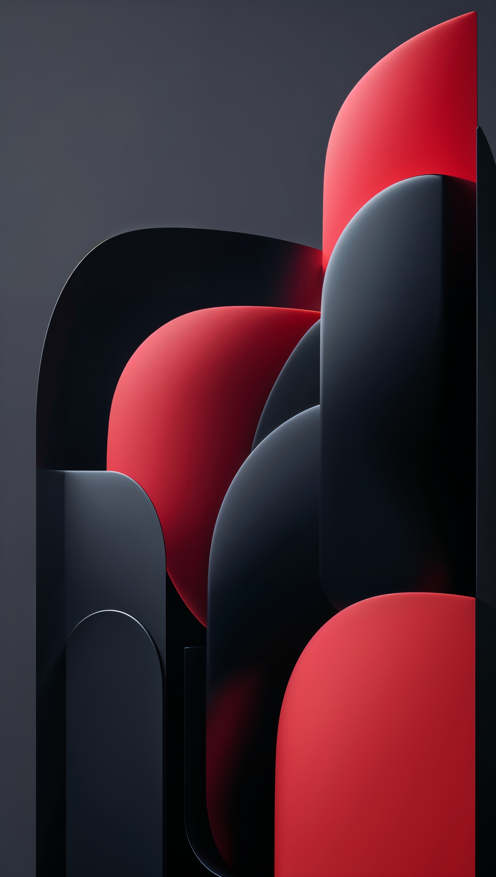 iPhone wallpaper with matte black and red geometric shapes