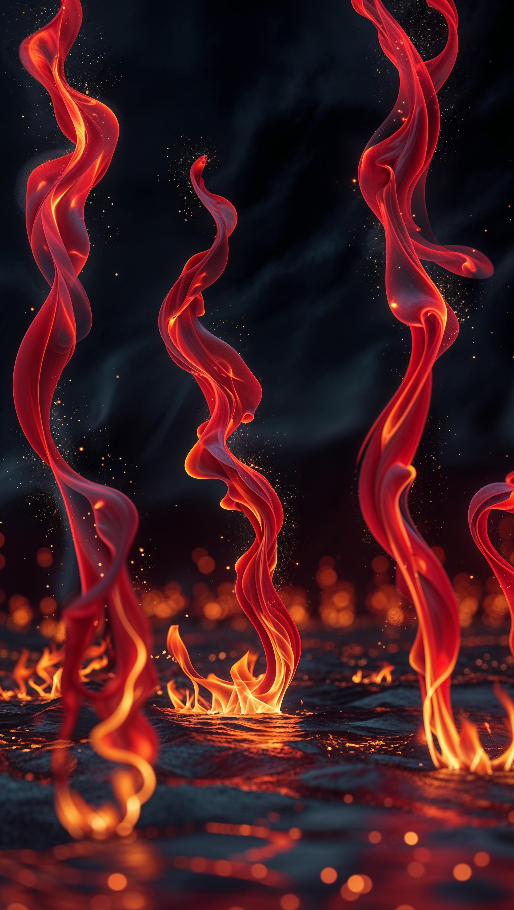 iPhone wallpaper with red fire flames on black background