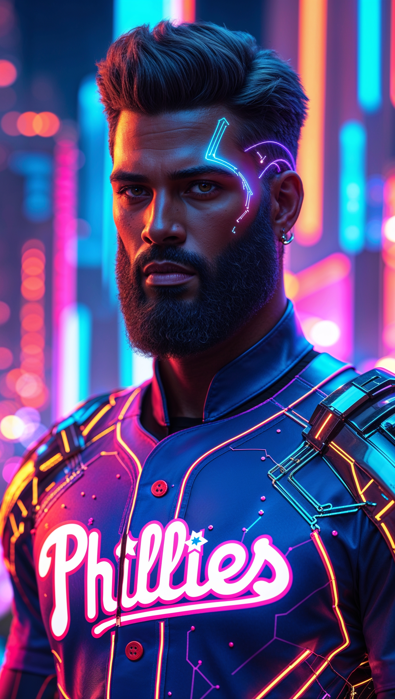 Bryce Harper in a cyberpunk theme