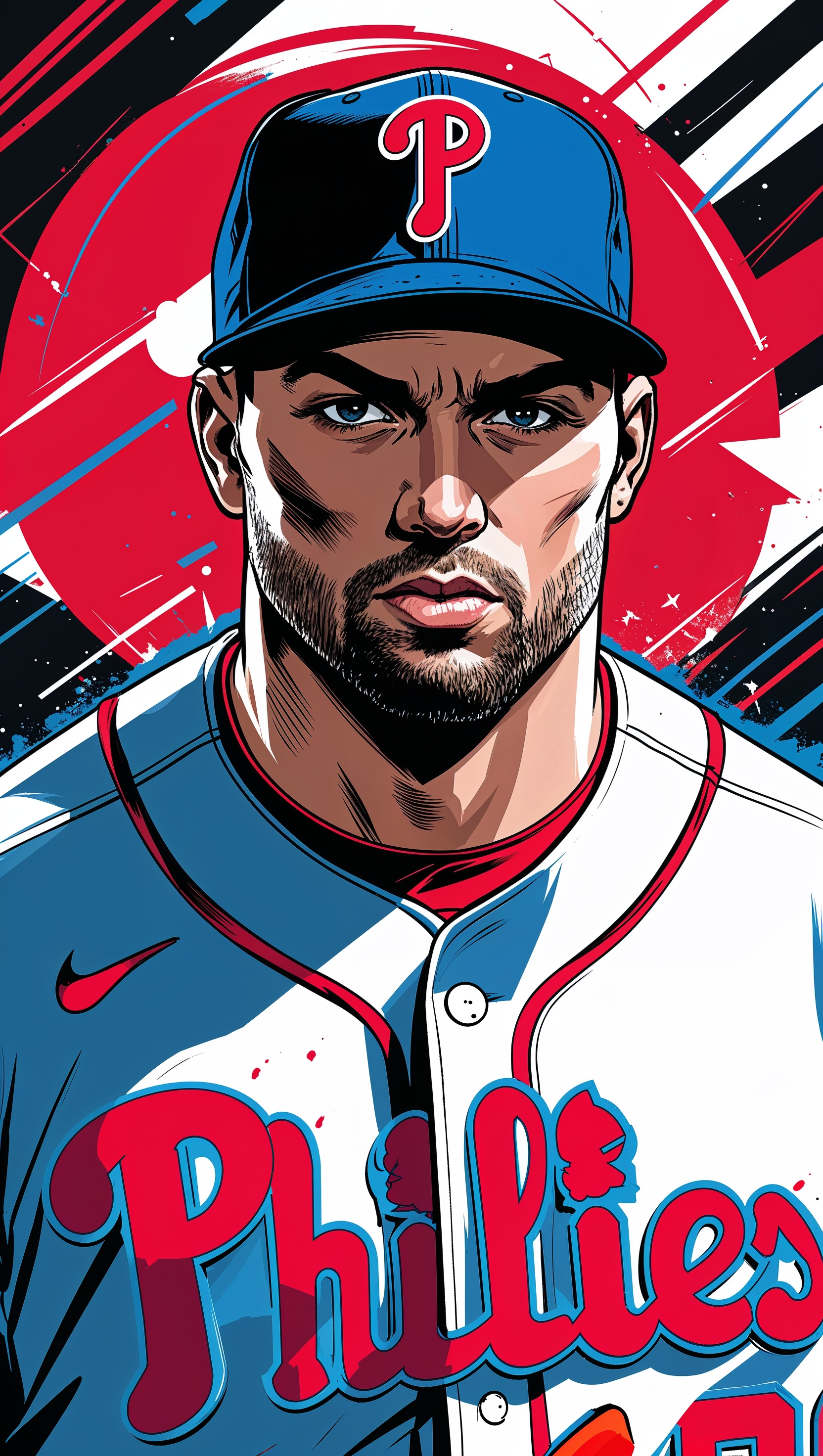 Bryce Harper in a comic book style illustration