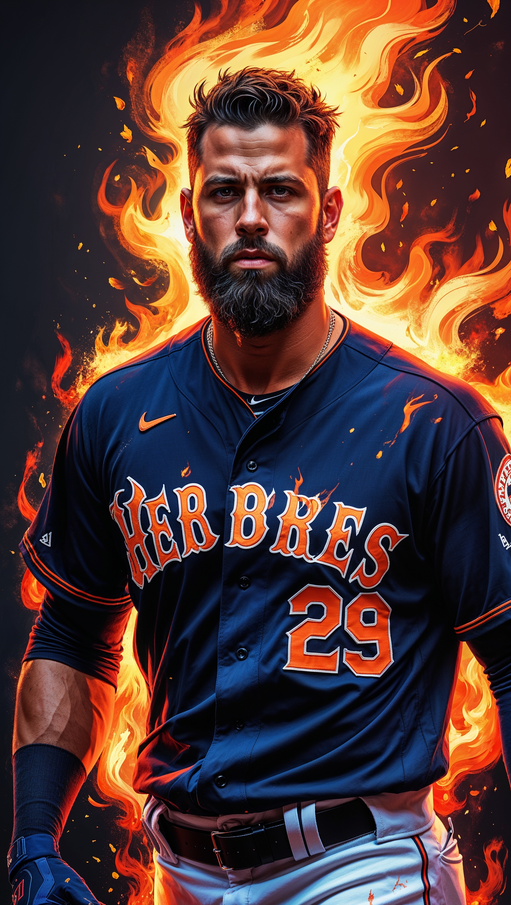 Bryce Harper with flame and fire effects