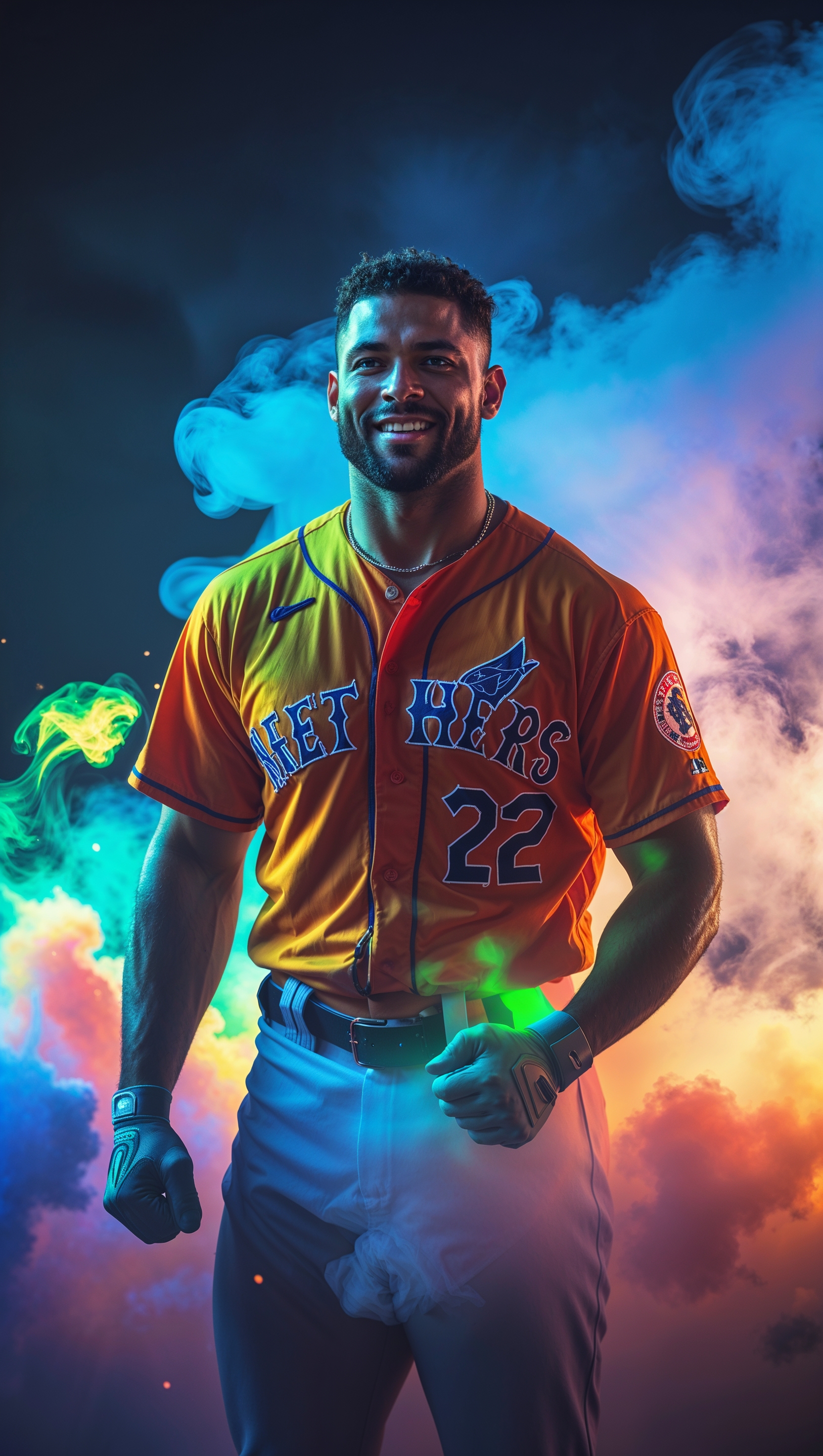 Bryce Harper with smoke and colorful lights