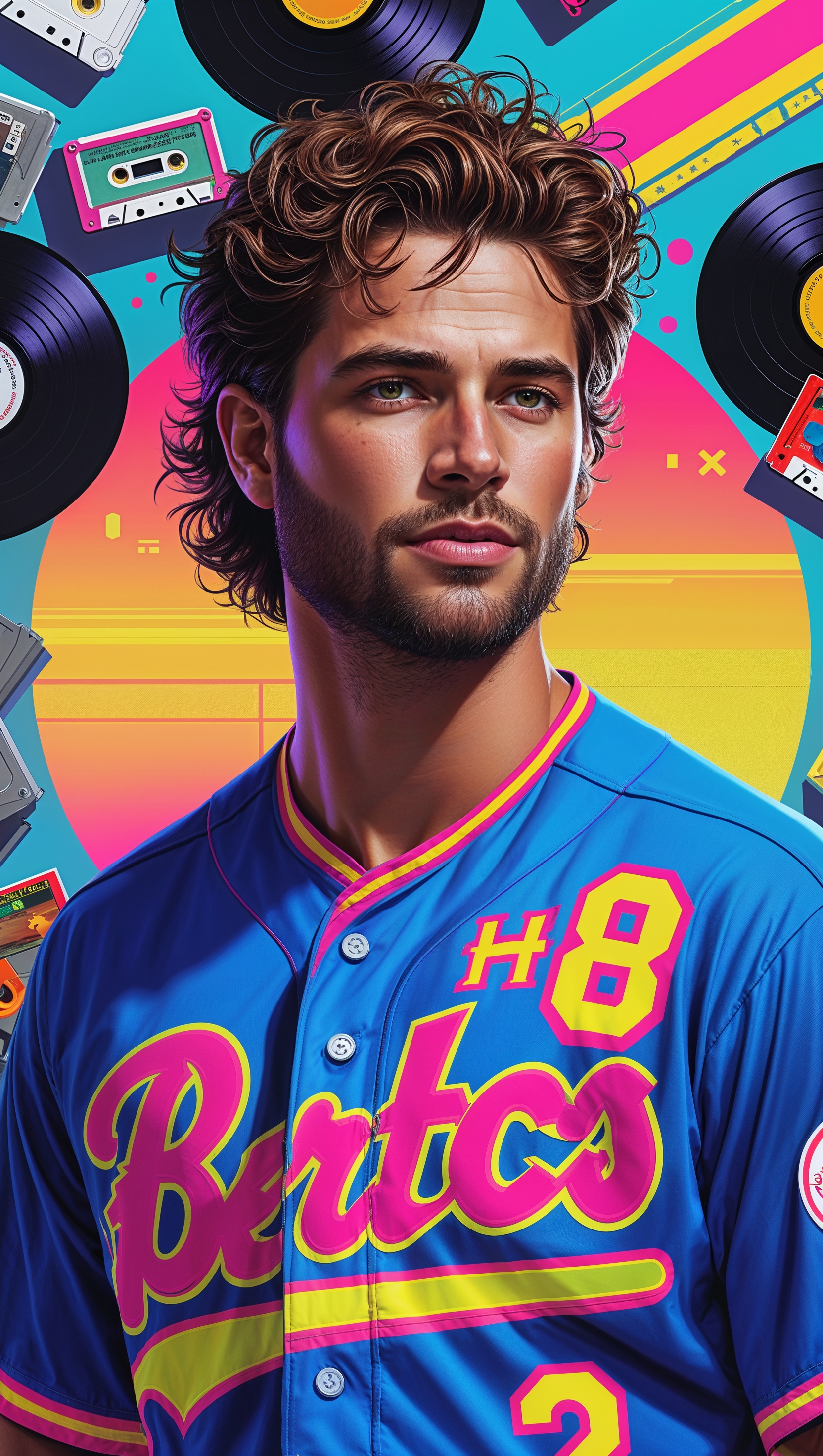 Bryce Harper in 80s retro style