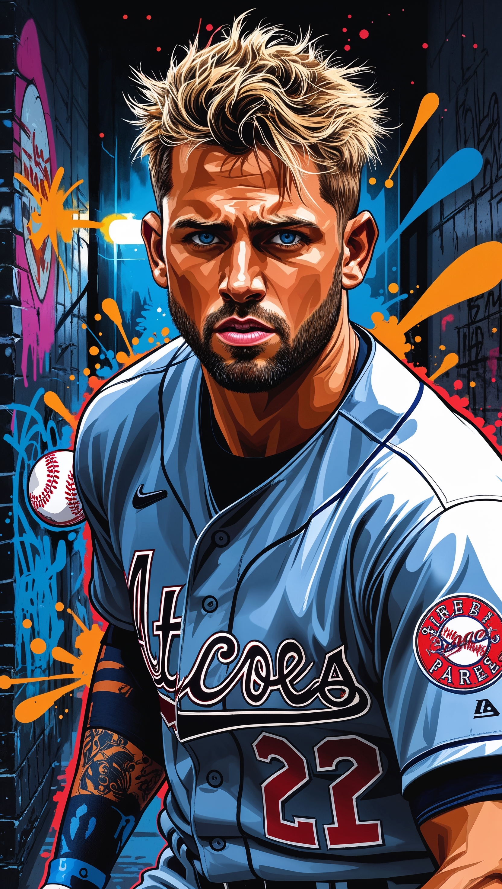 Bryce Harper in a street graffiti style