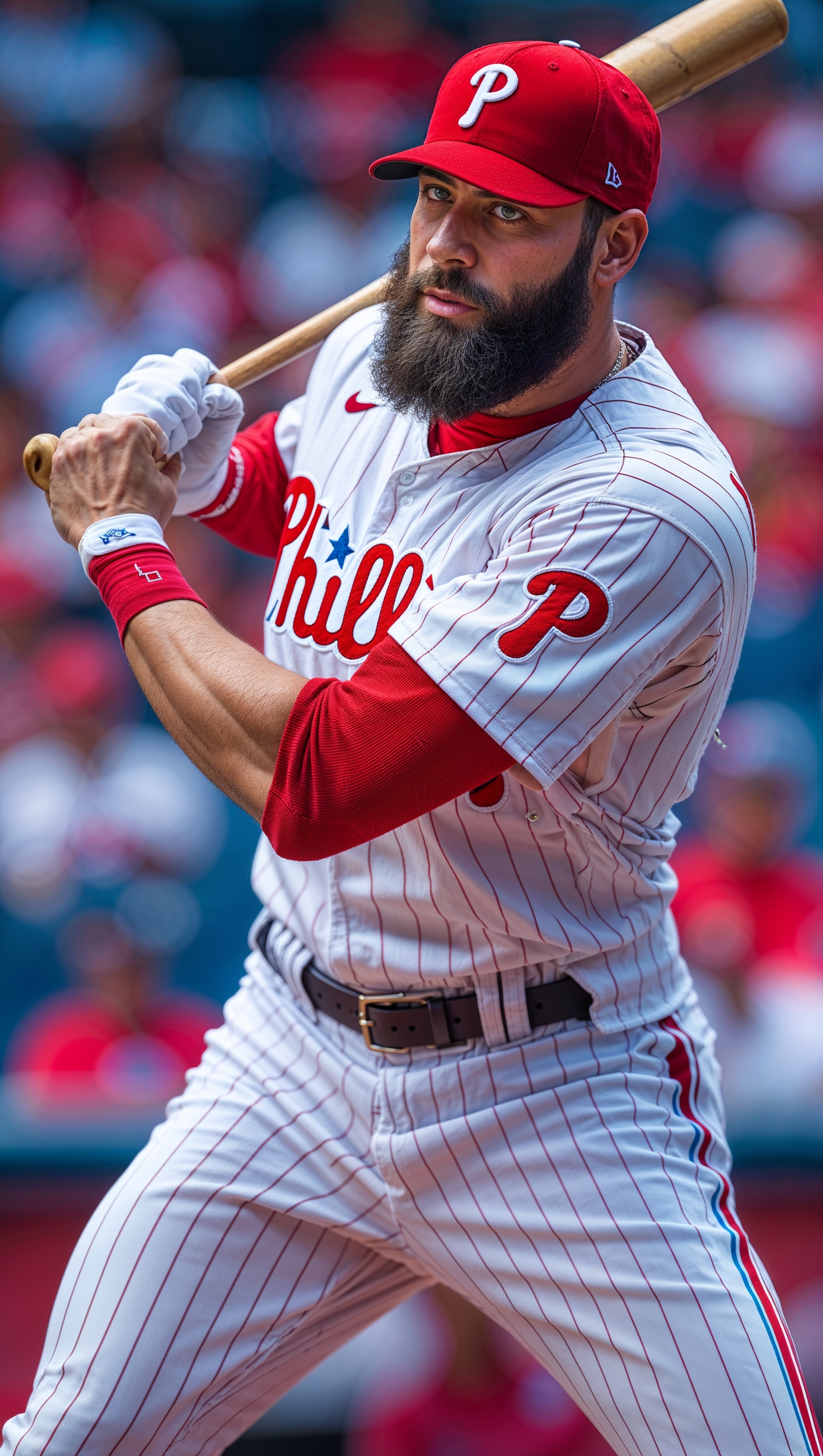 Bryce Harper in Philadelphia Phillies uniform in an action pose