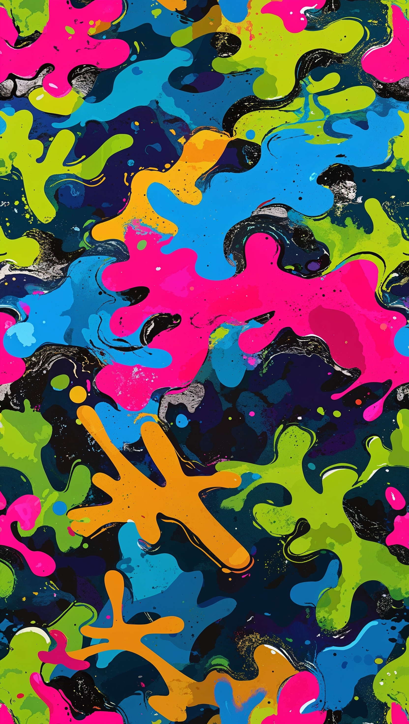 Graffiti camo with vibrant street art colors, iPhone background