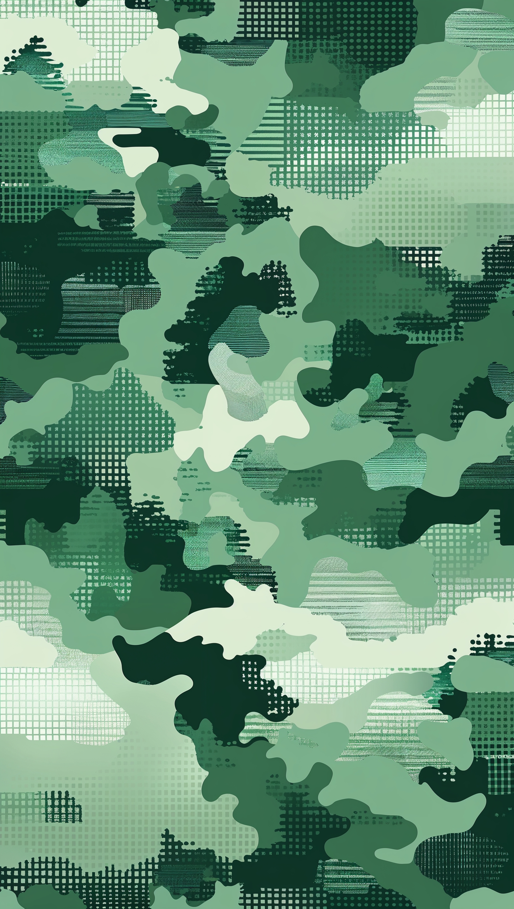 Digital camo pattern in green tones, seamless iPhone background
