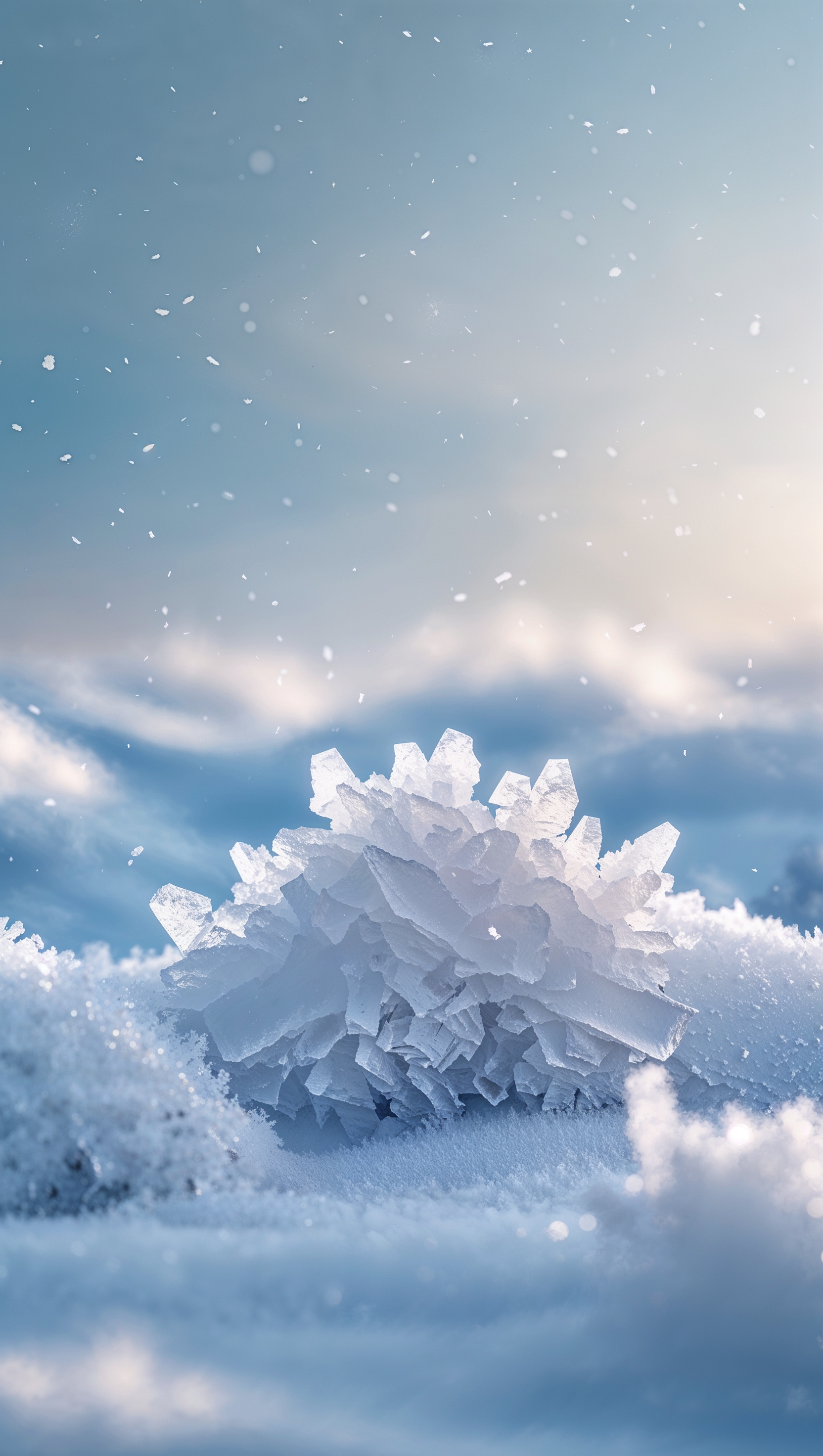 Snow camo with icy textures and white tones, winter iPhone wallpaper