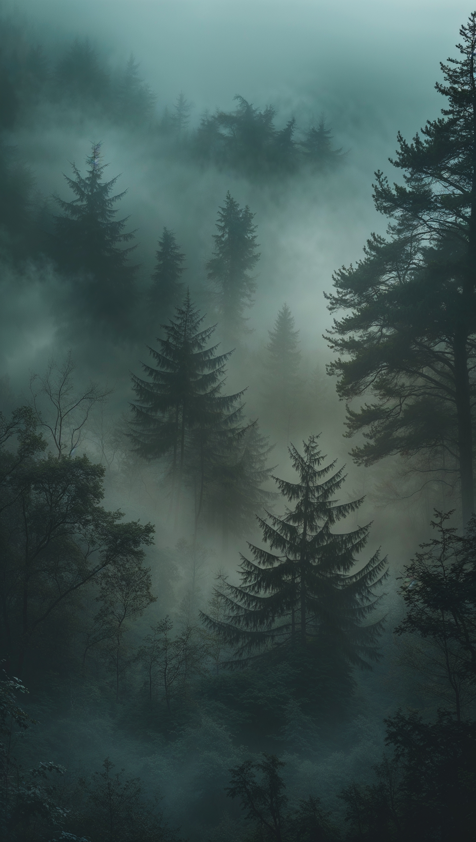 Forest camo with fog effect, mysterious iPhone background