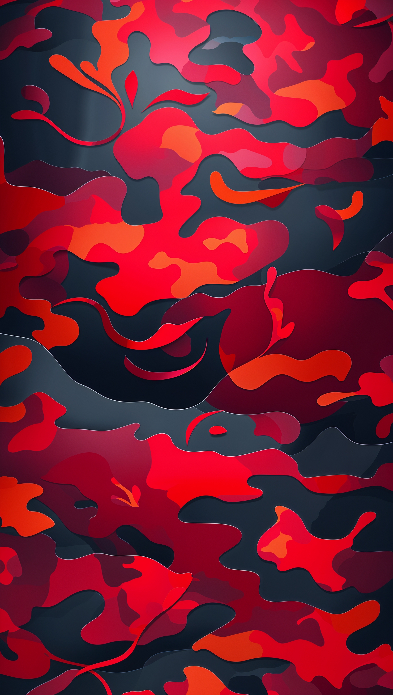 Red camo design with abstract elements, bold iPhone background