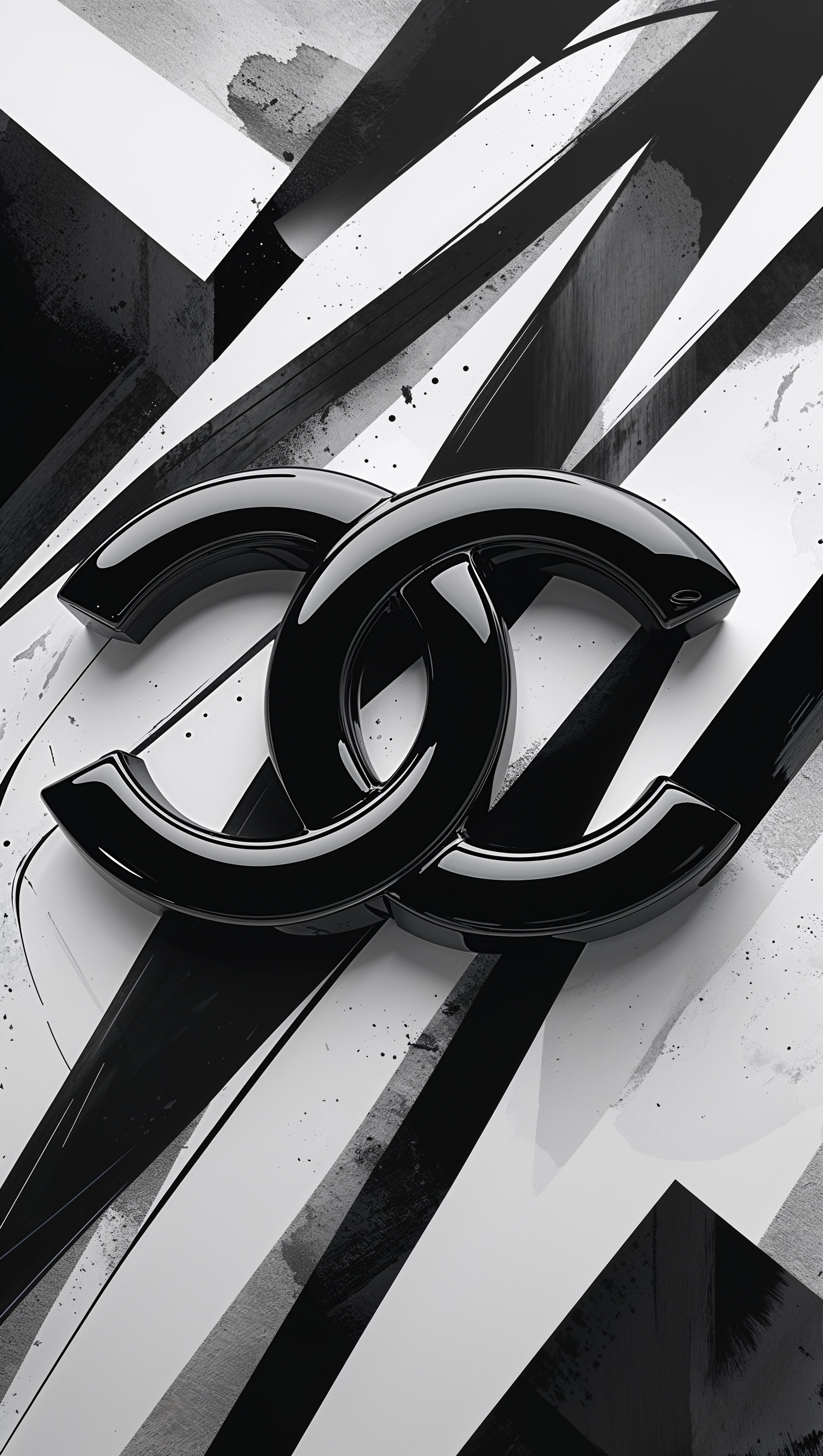 Black and white Chanel graffiti wallpaper, stylish and modern