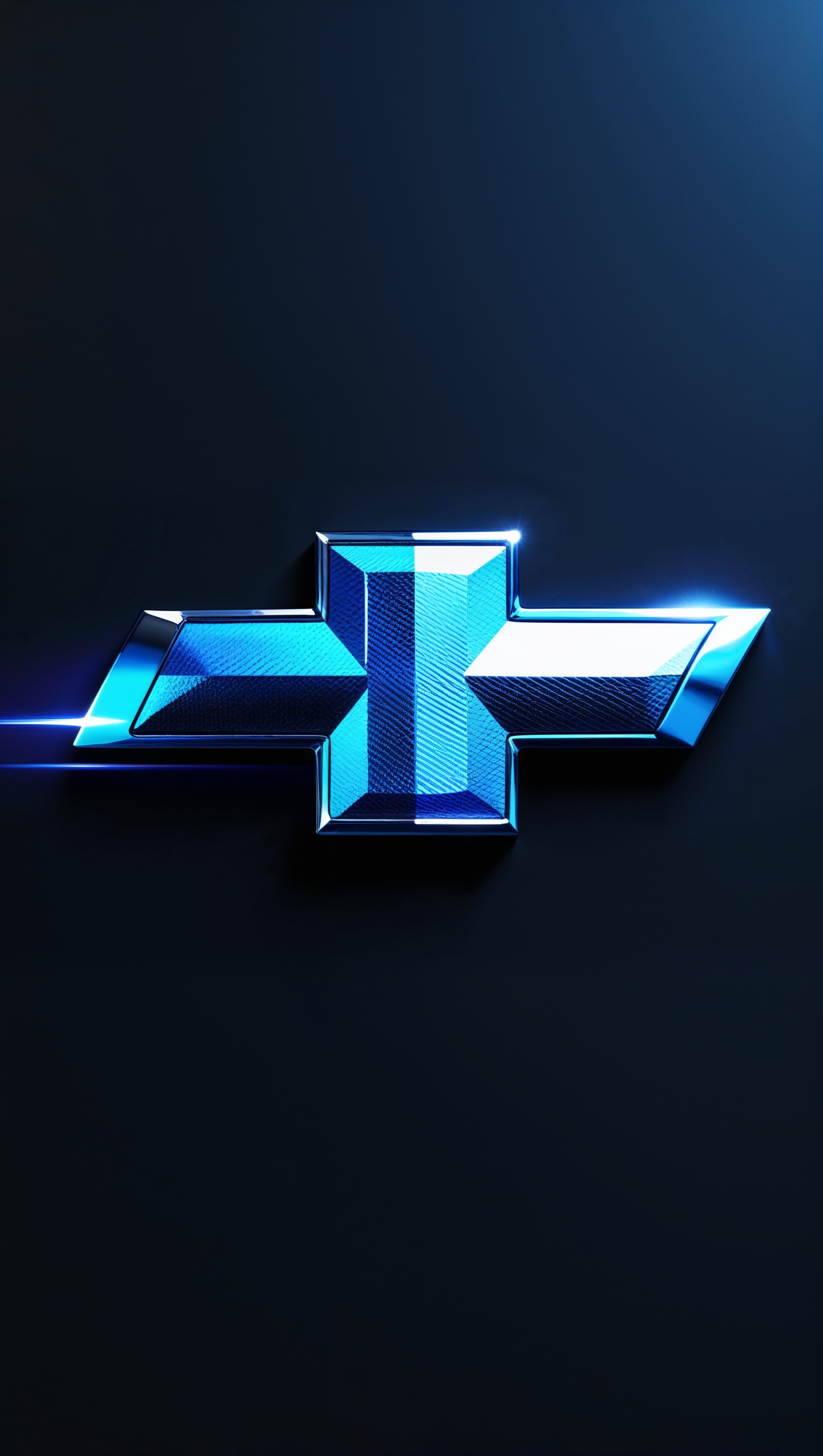 Chevy logo glowing in the dark with metallic texture, minimal design, iPhone wallpaper