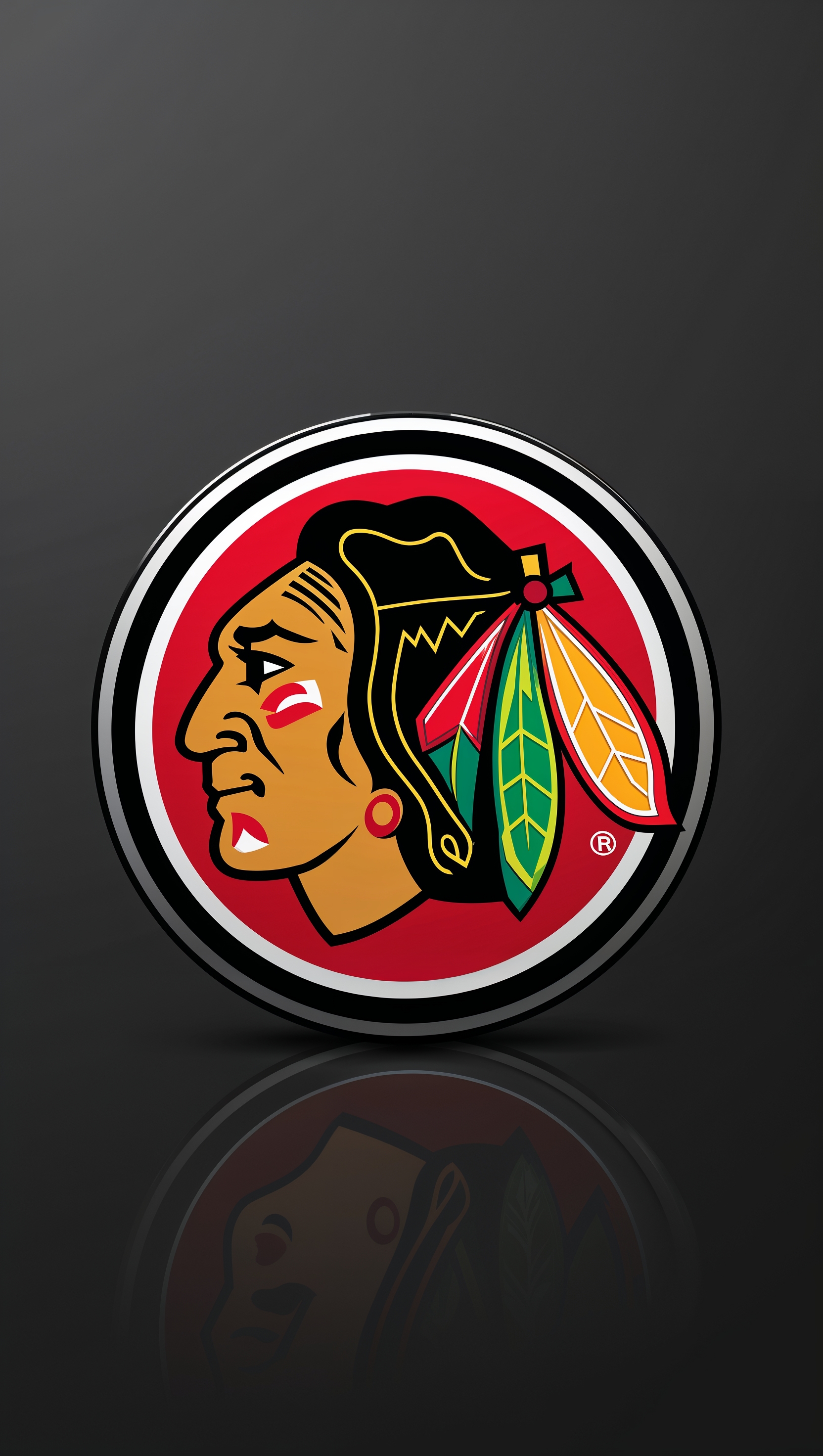 iPhone wallpaper with the Chicago Blackhawks logo on a black background