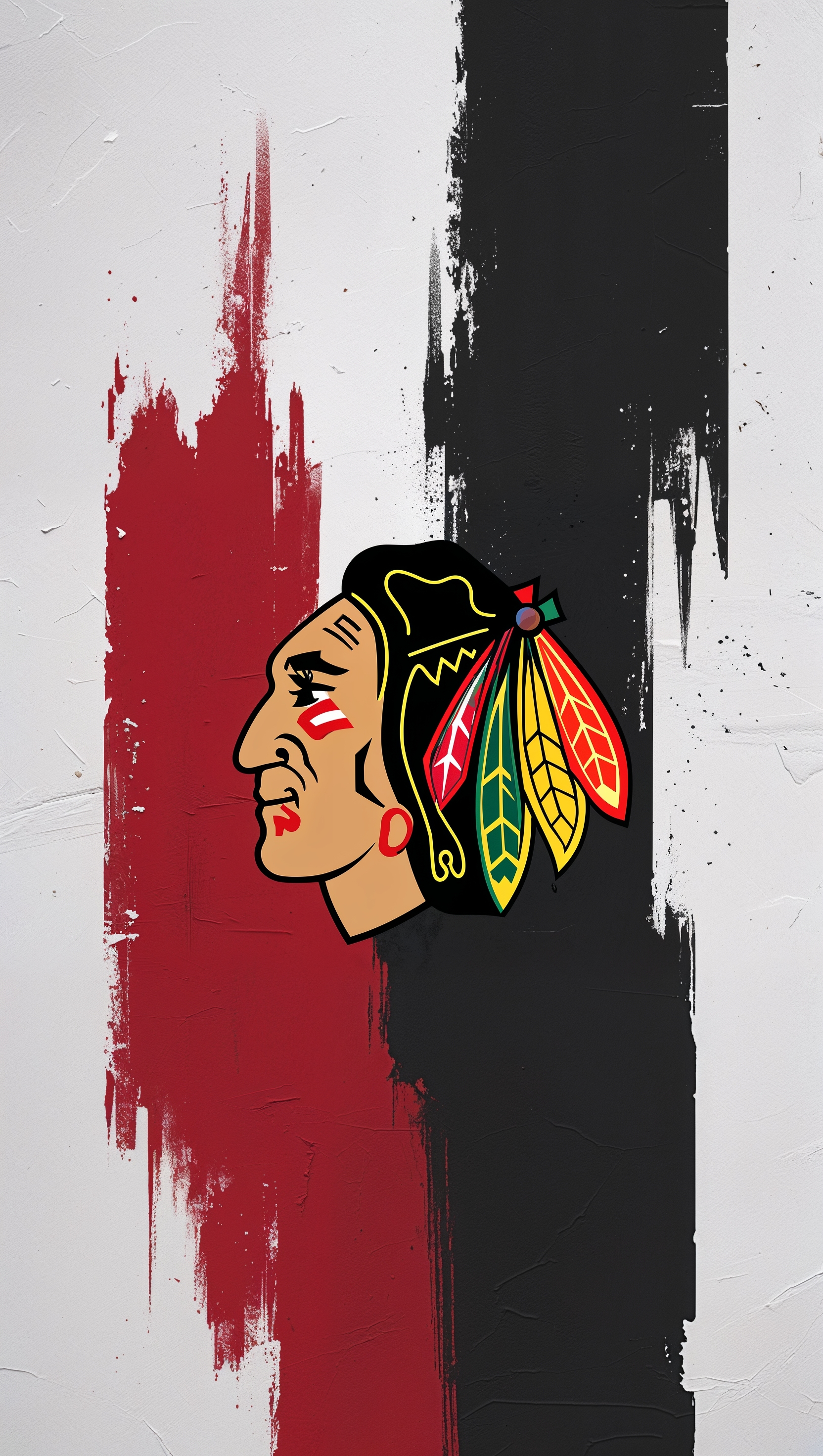 Simple wallpaper with Blackhawks red, black, and white colors