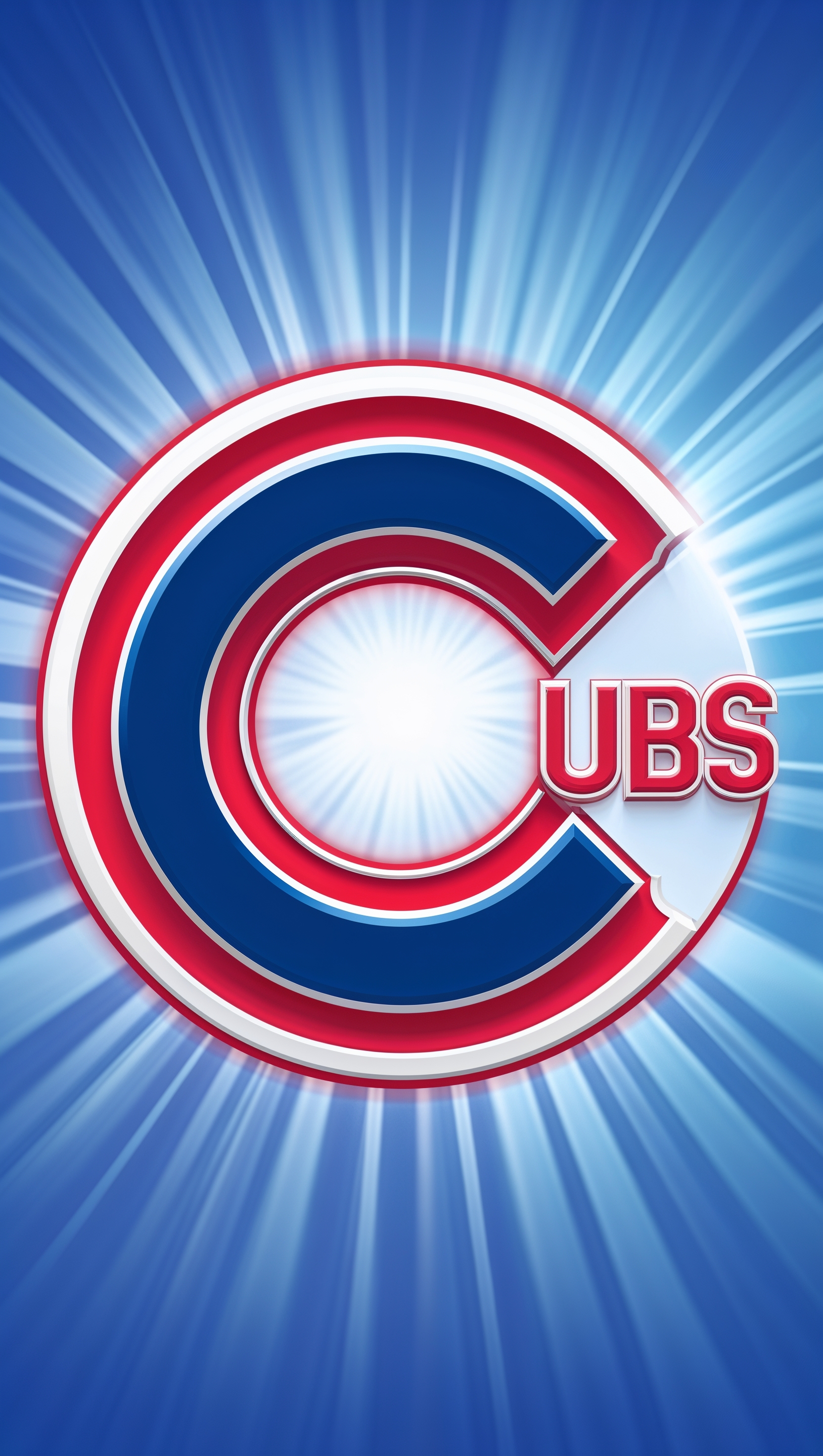 Chicago Cubs logo on a blue background with neon effects for iPhone