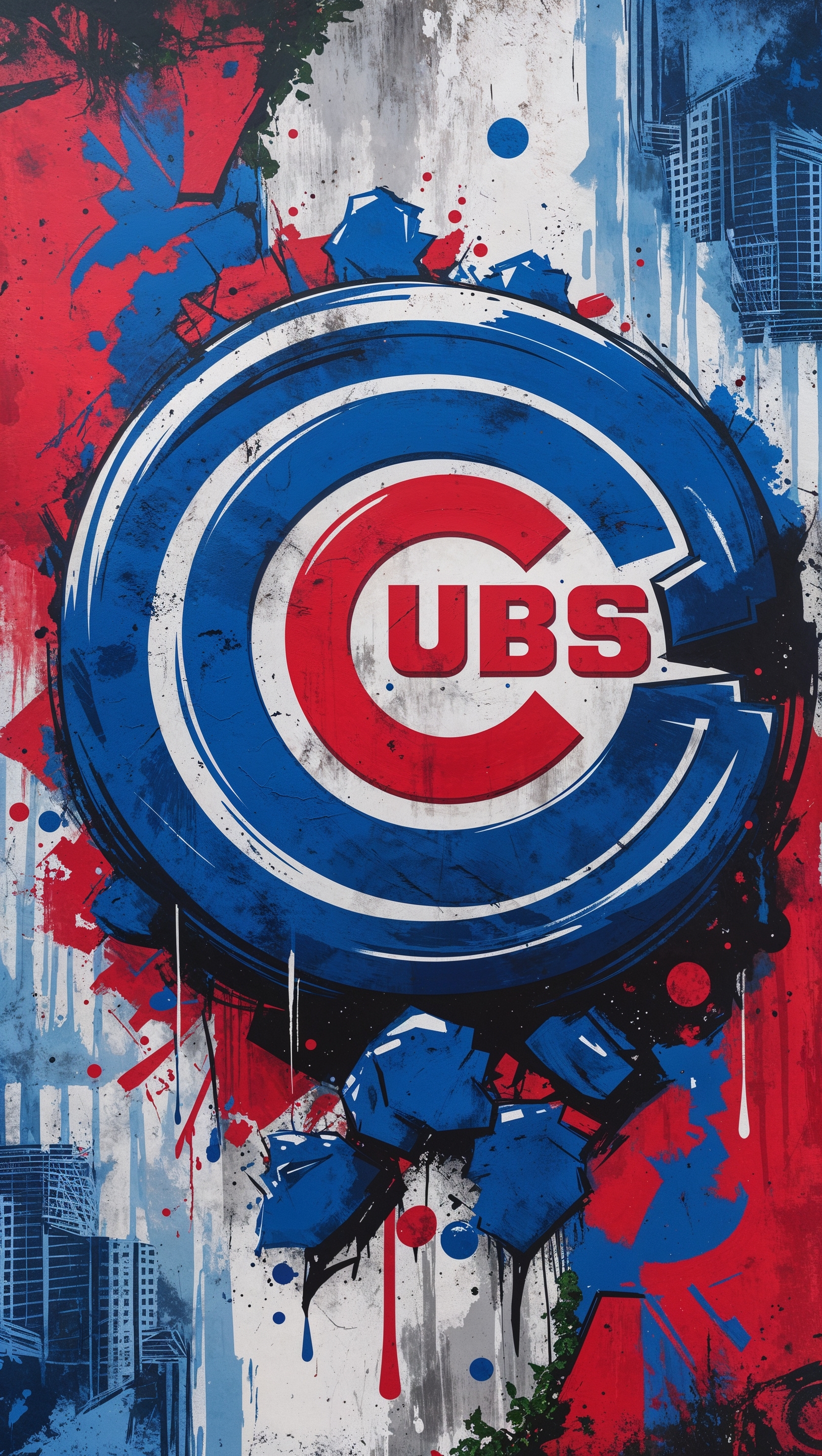 Graffiti-style Chicago Cubs themed wallpaper