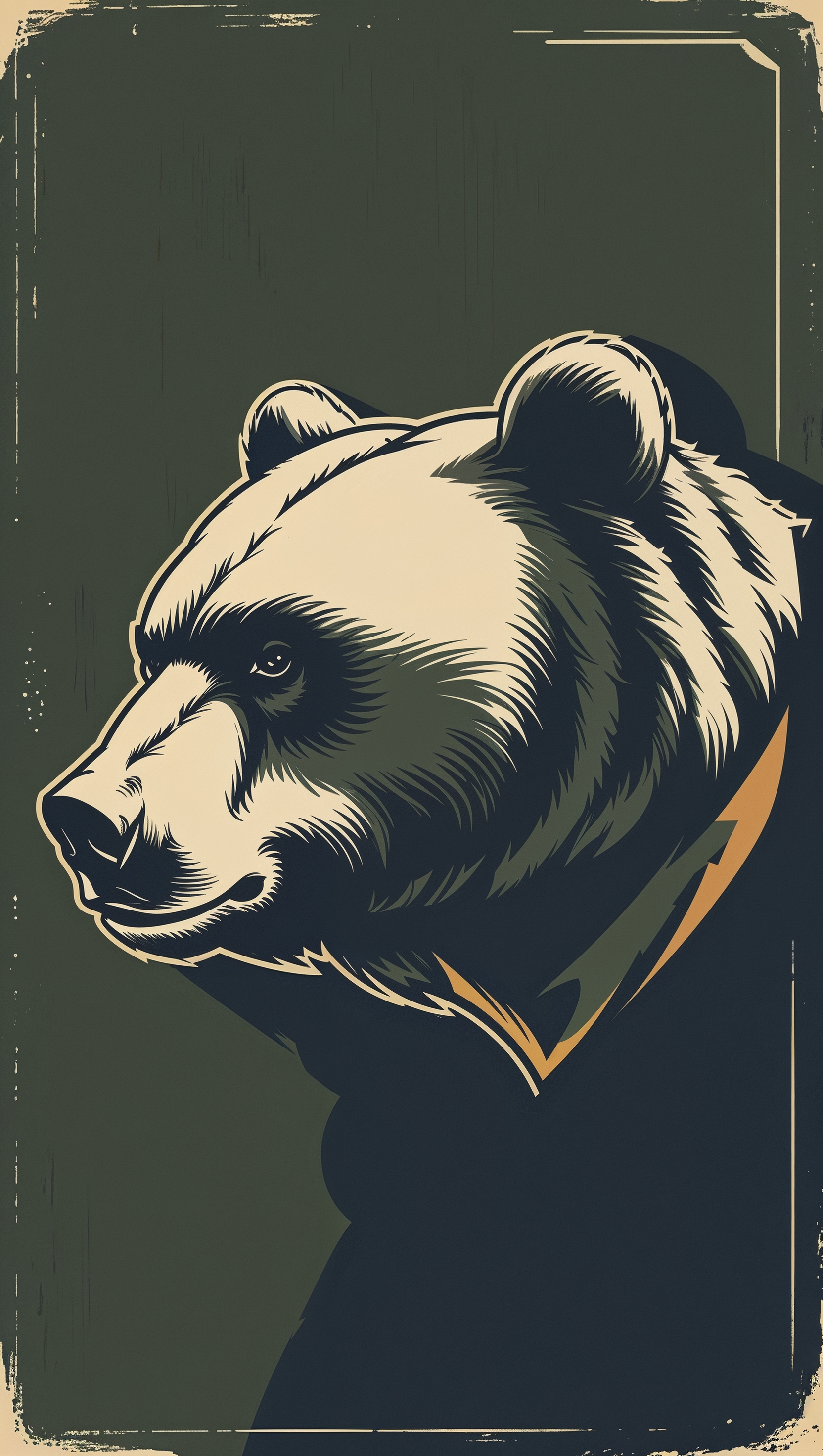 Shadowed design of the bear and team logo in classic style