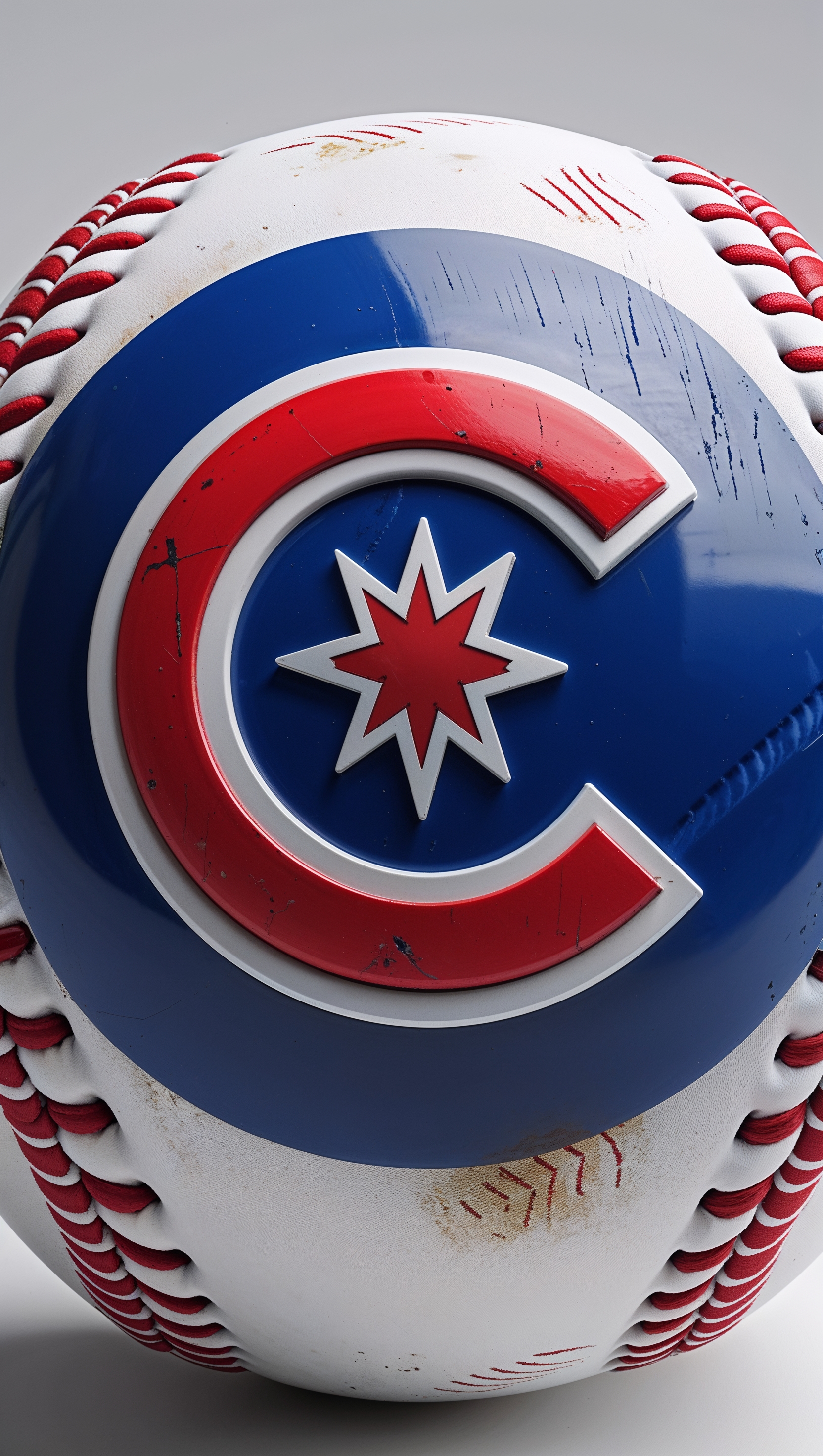 3D baseball with Chicago Cubs emblem
