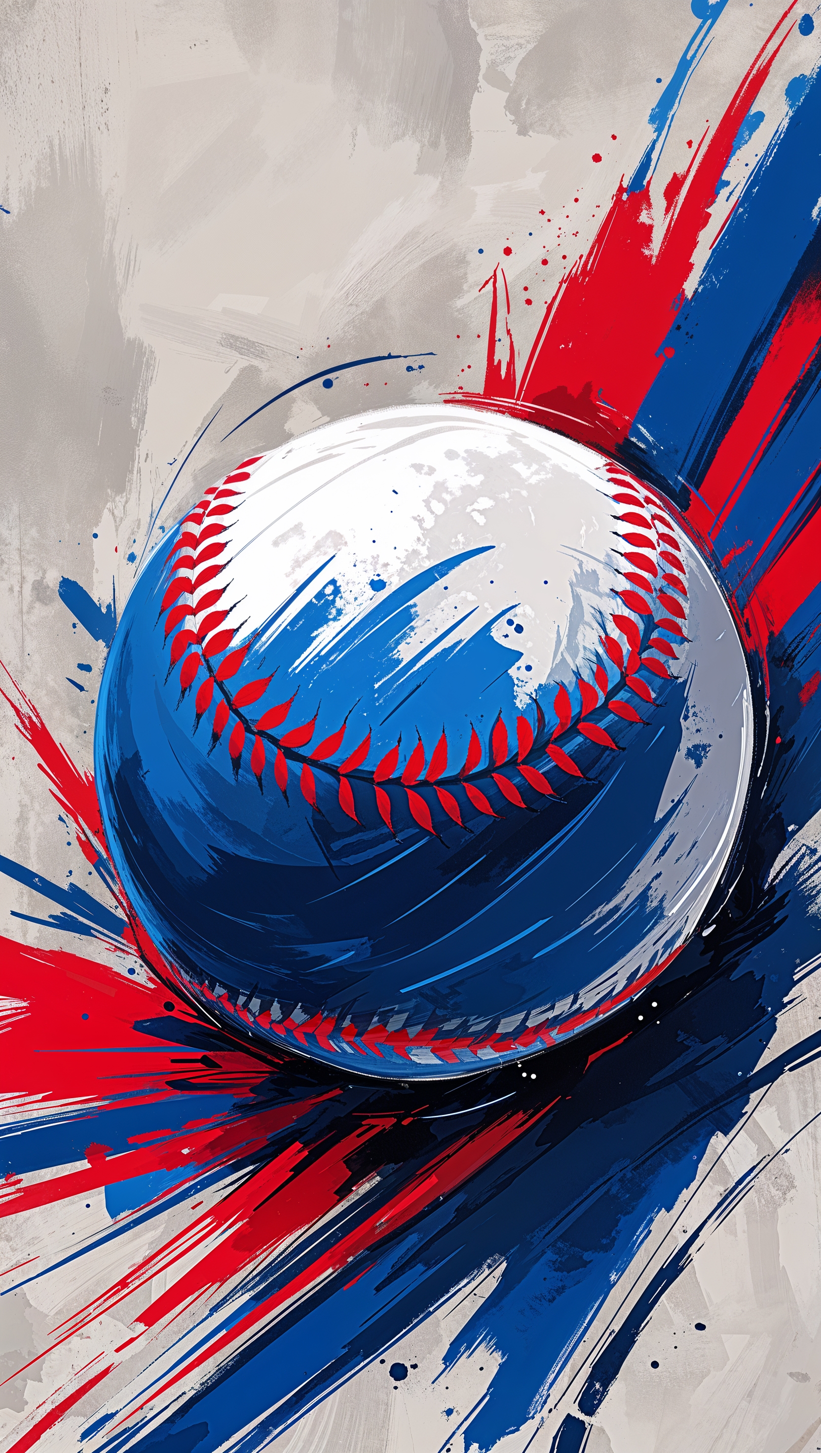 Abstract design of a baseball in Chicago Cubs colors