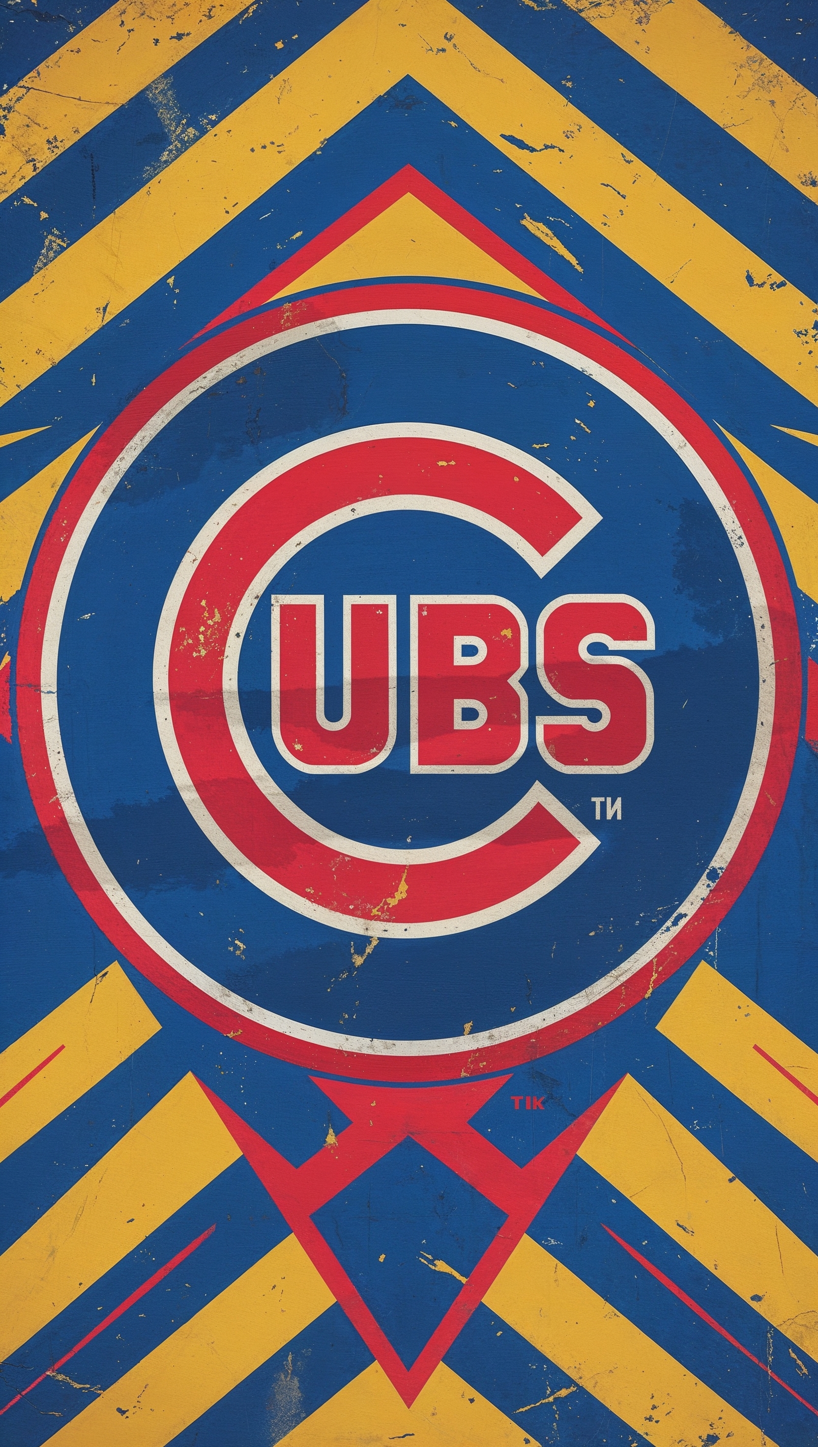 1980s retro style wallpaper featuring the Chicago Cubs logo