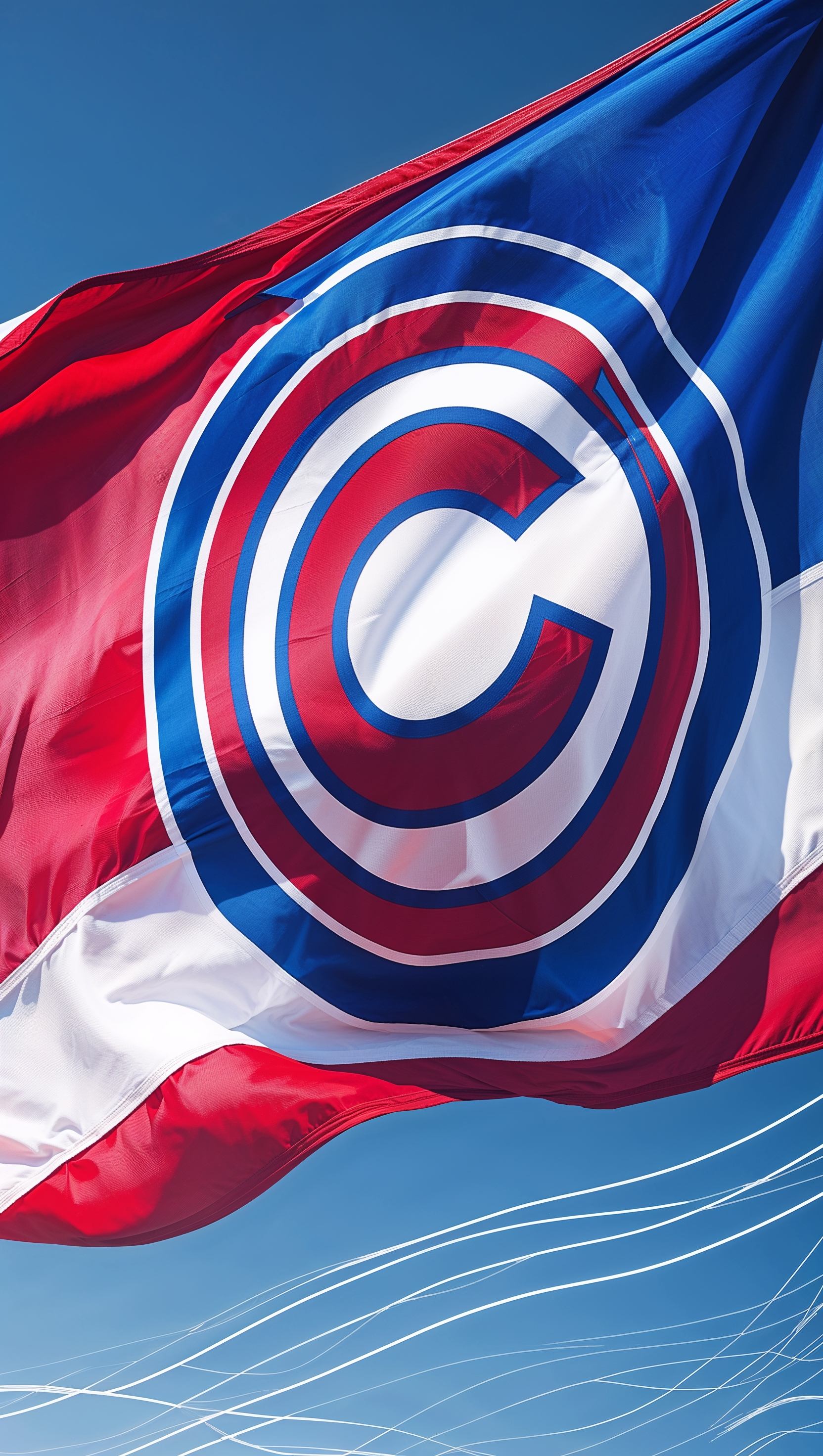 Chicago Cubs logo on a waving flag