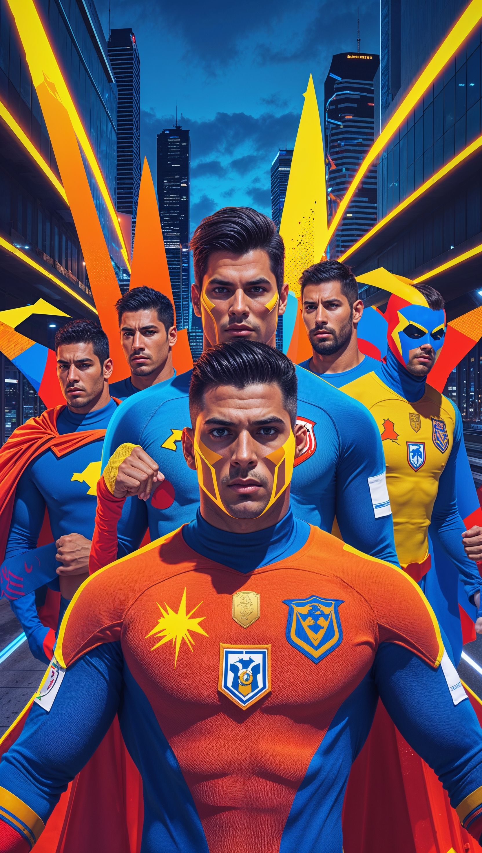 Comic-book style wallpaper of Club América players as superheroes