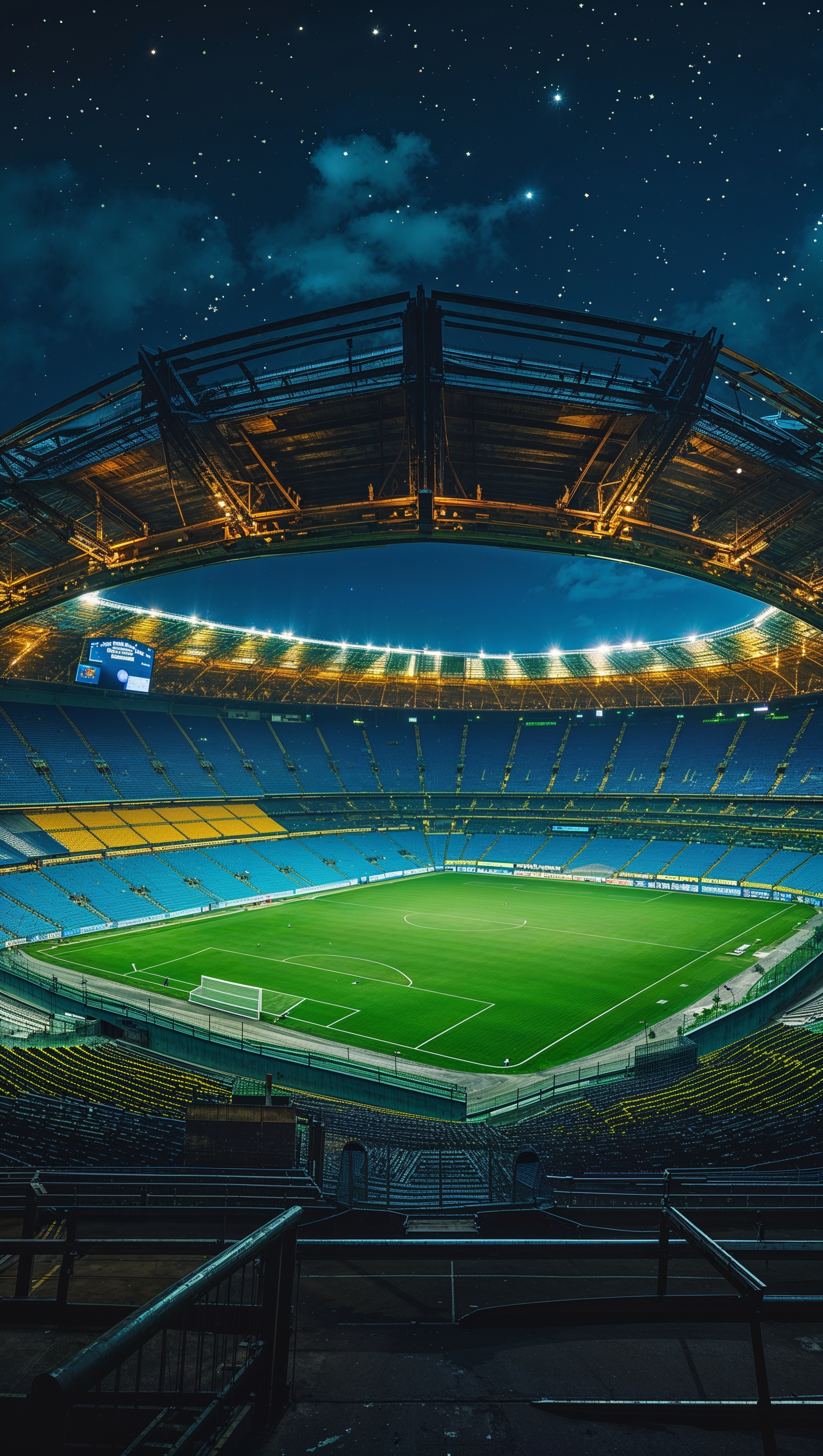 A night view of Club América’s home stadium with beautiful lighting, iPhone wallpaper
