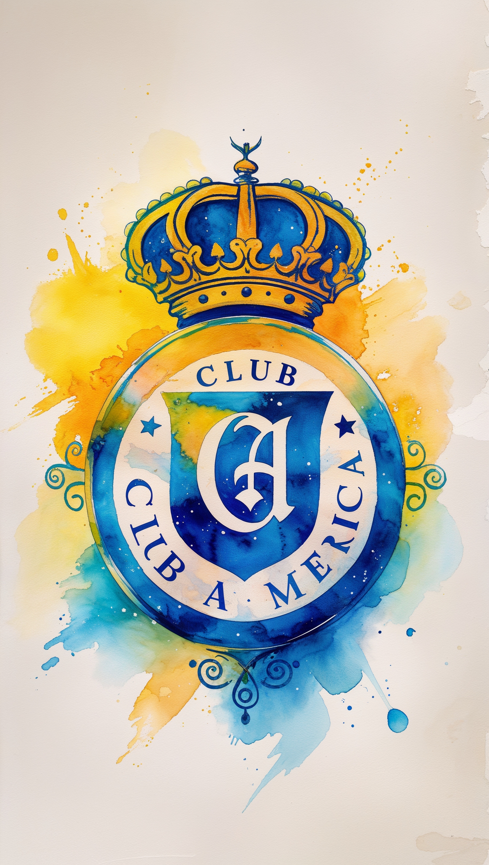 Watercolor-style Club América emblem wallpaper for iPhone