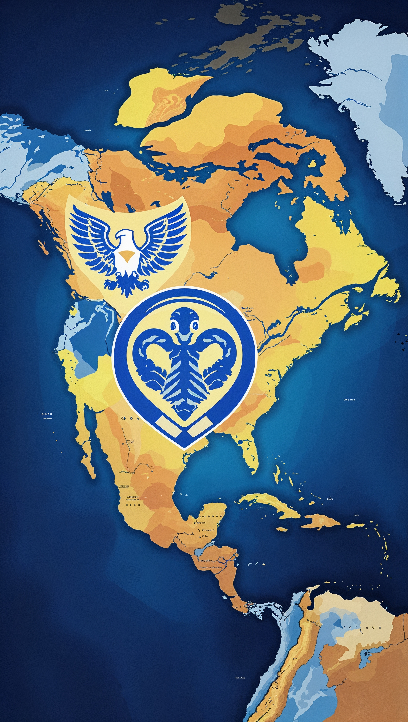 Club América emblem combined with a map of Latin America
