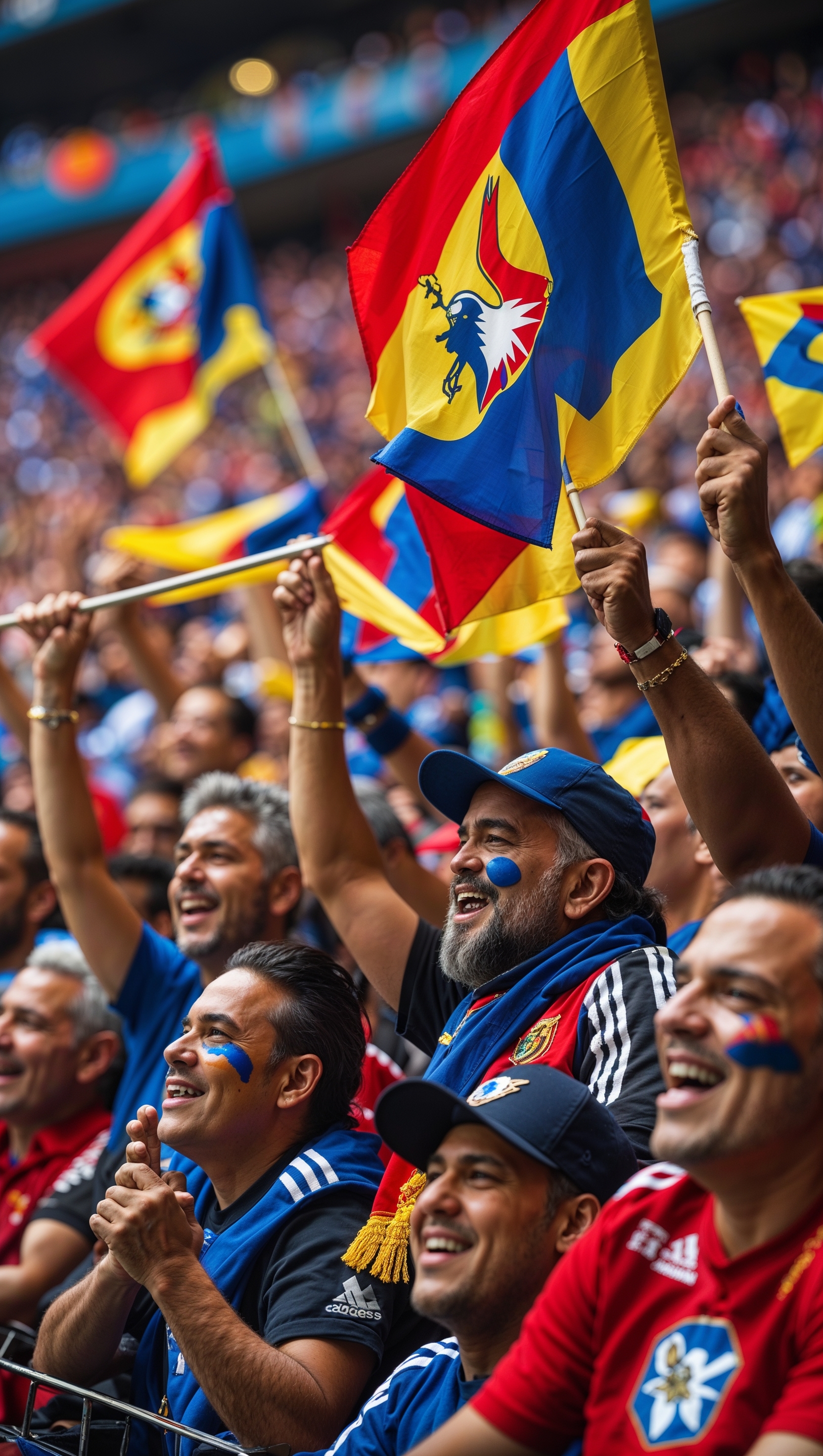 Passionate fans waving Club América flags in the stadium