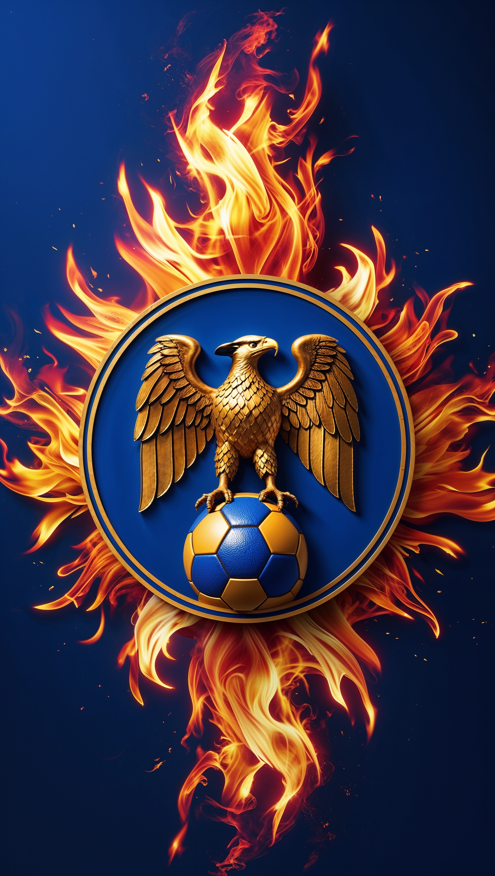 Flaming background with Club América logo at the center