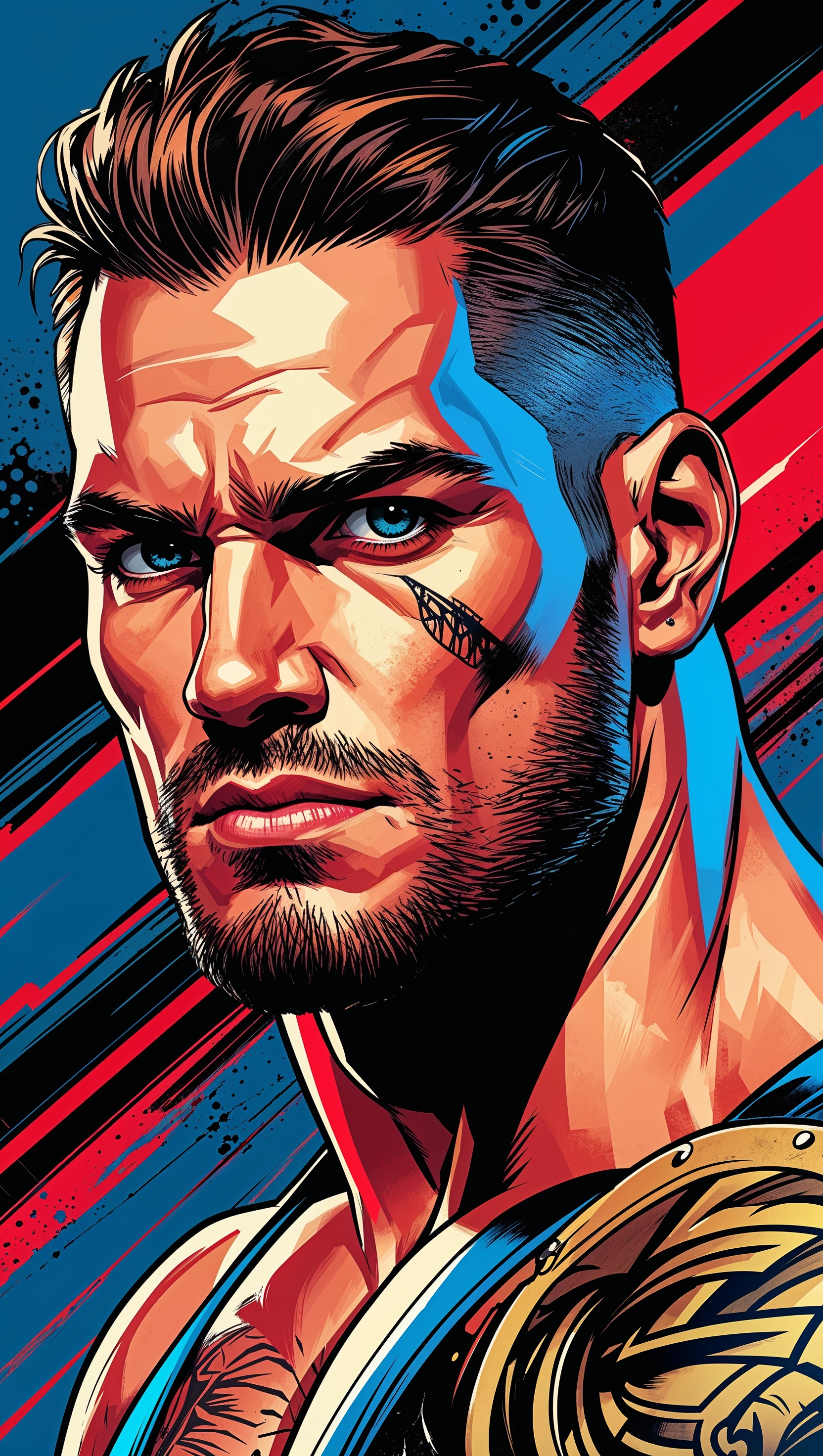 Cody Rhodes iPhone wallpaper in comic book style
