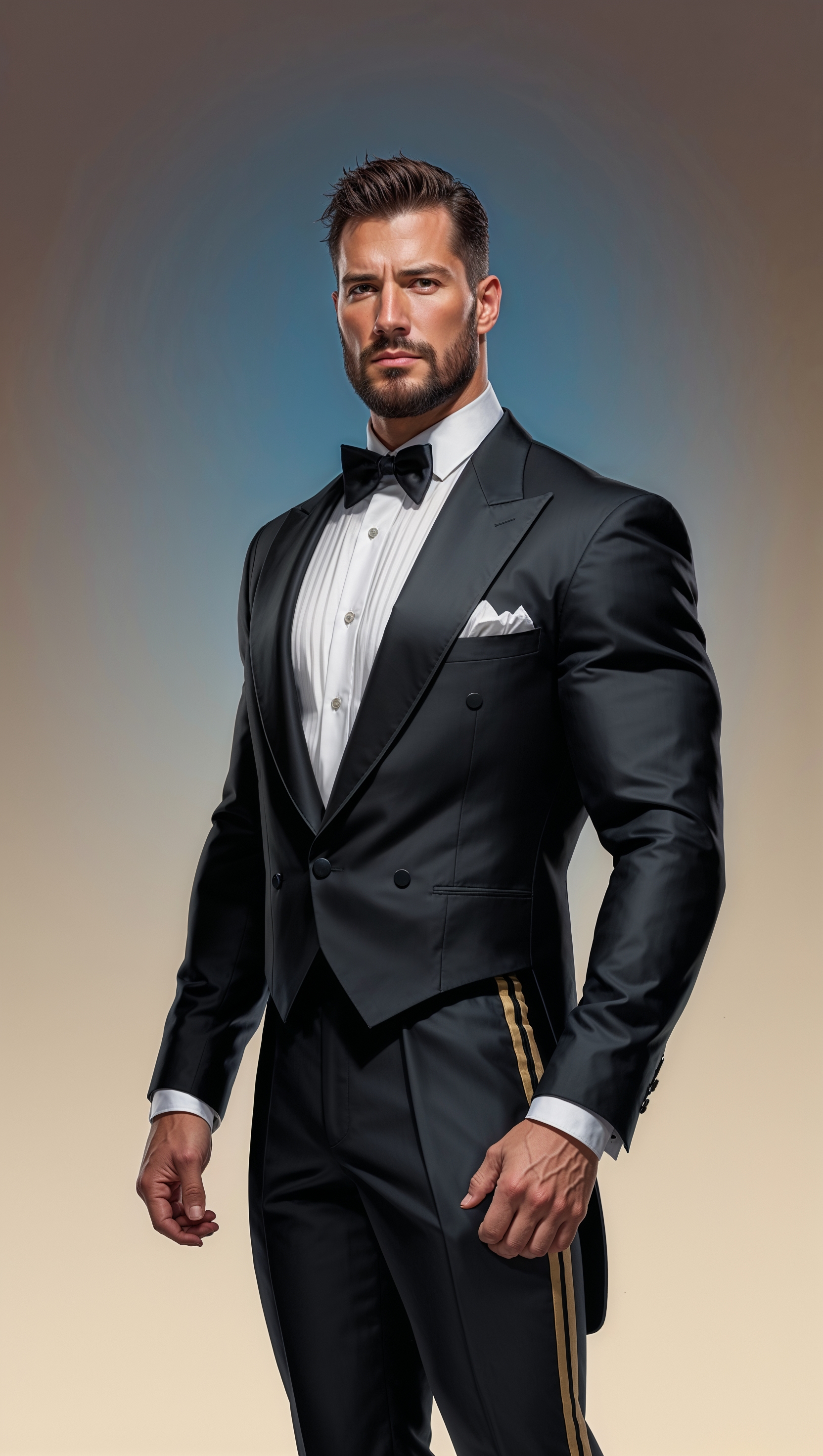 Modern portrait of Cody Rhodes in formal attire