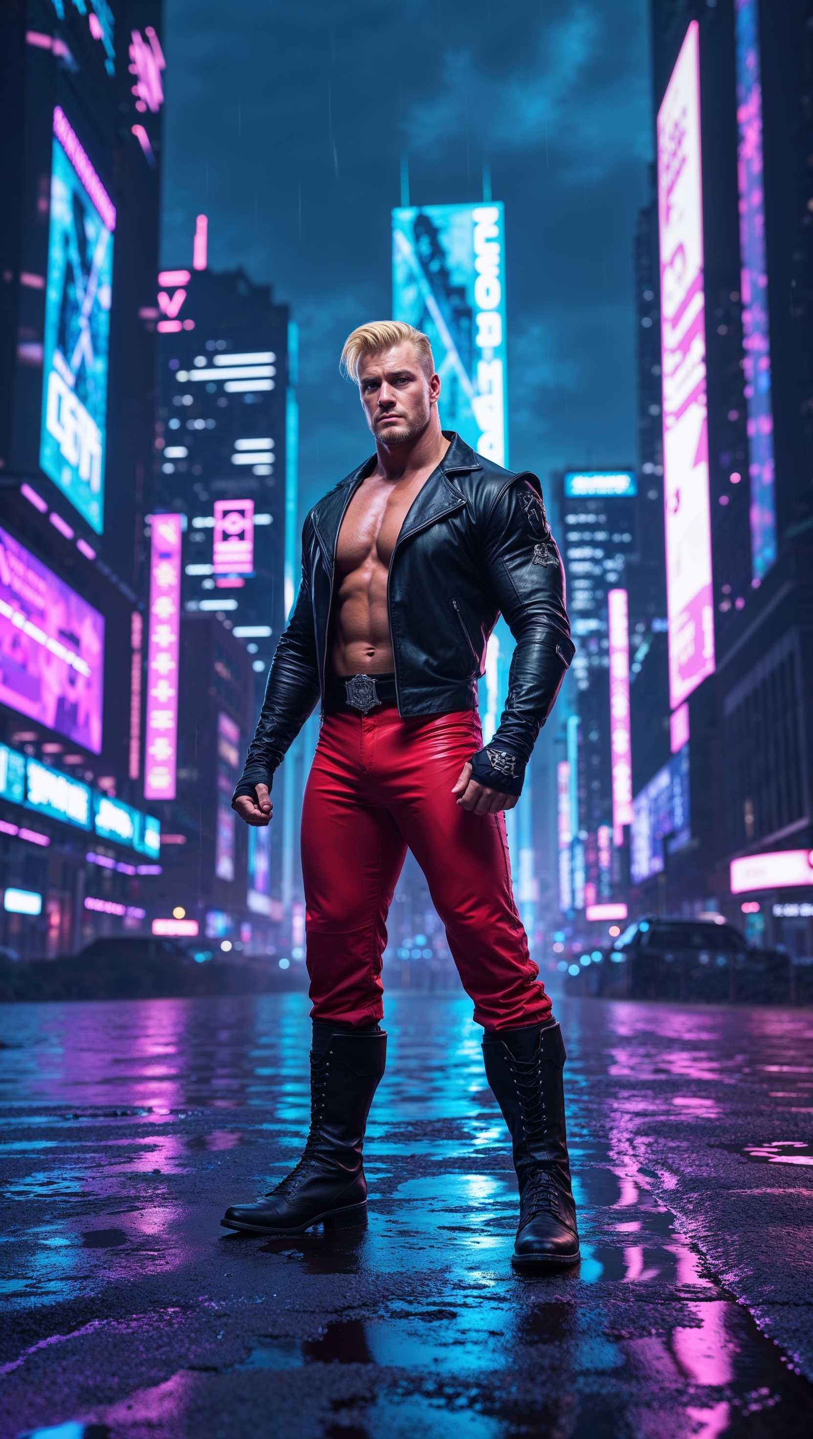 Cody Rhodes iPhone wallpaper in cyberpunk style