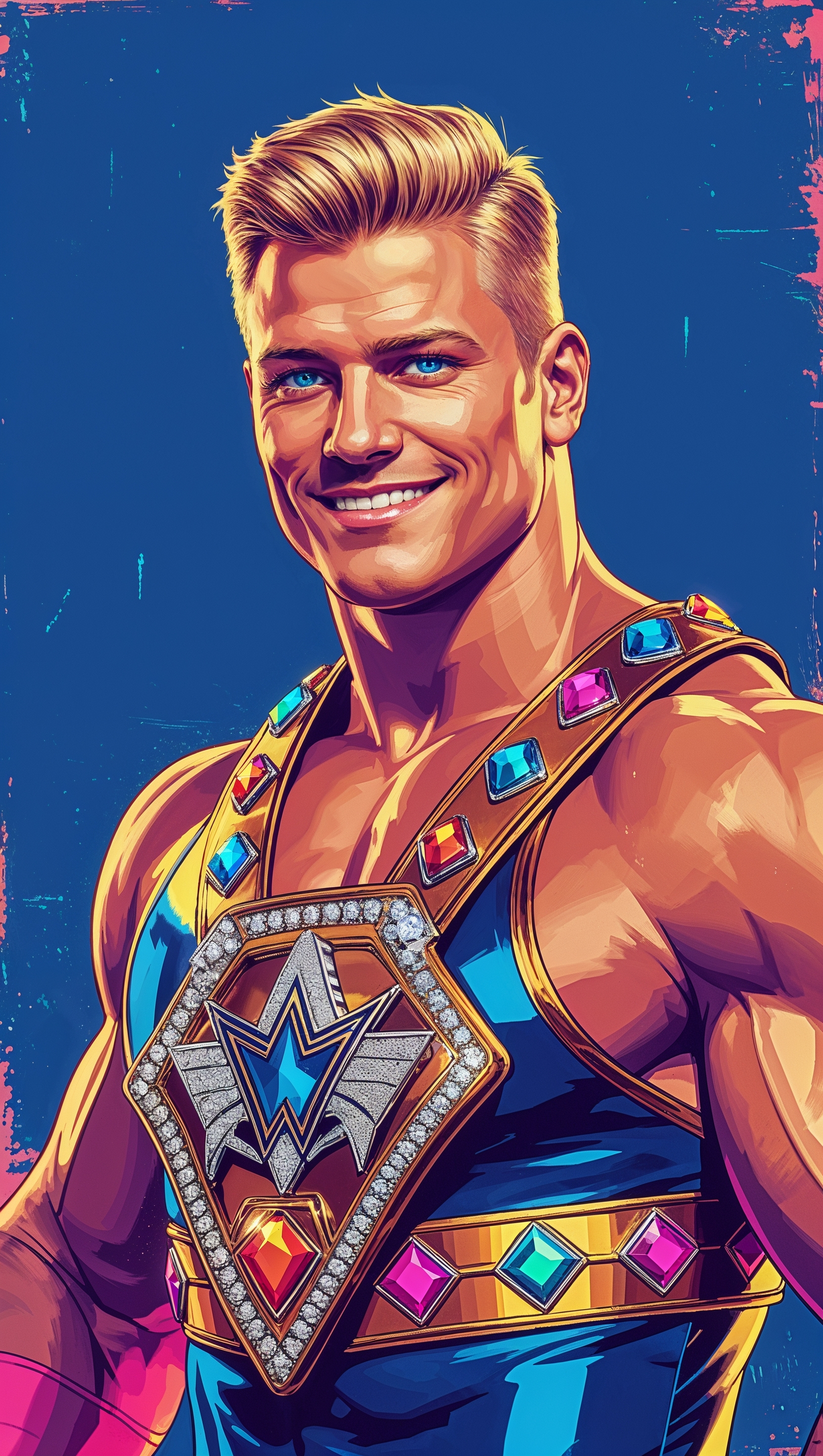 80s retro style Cody Rhodes iPhone wallpaper