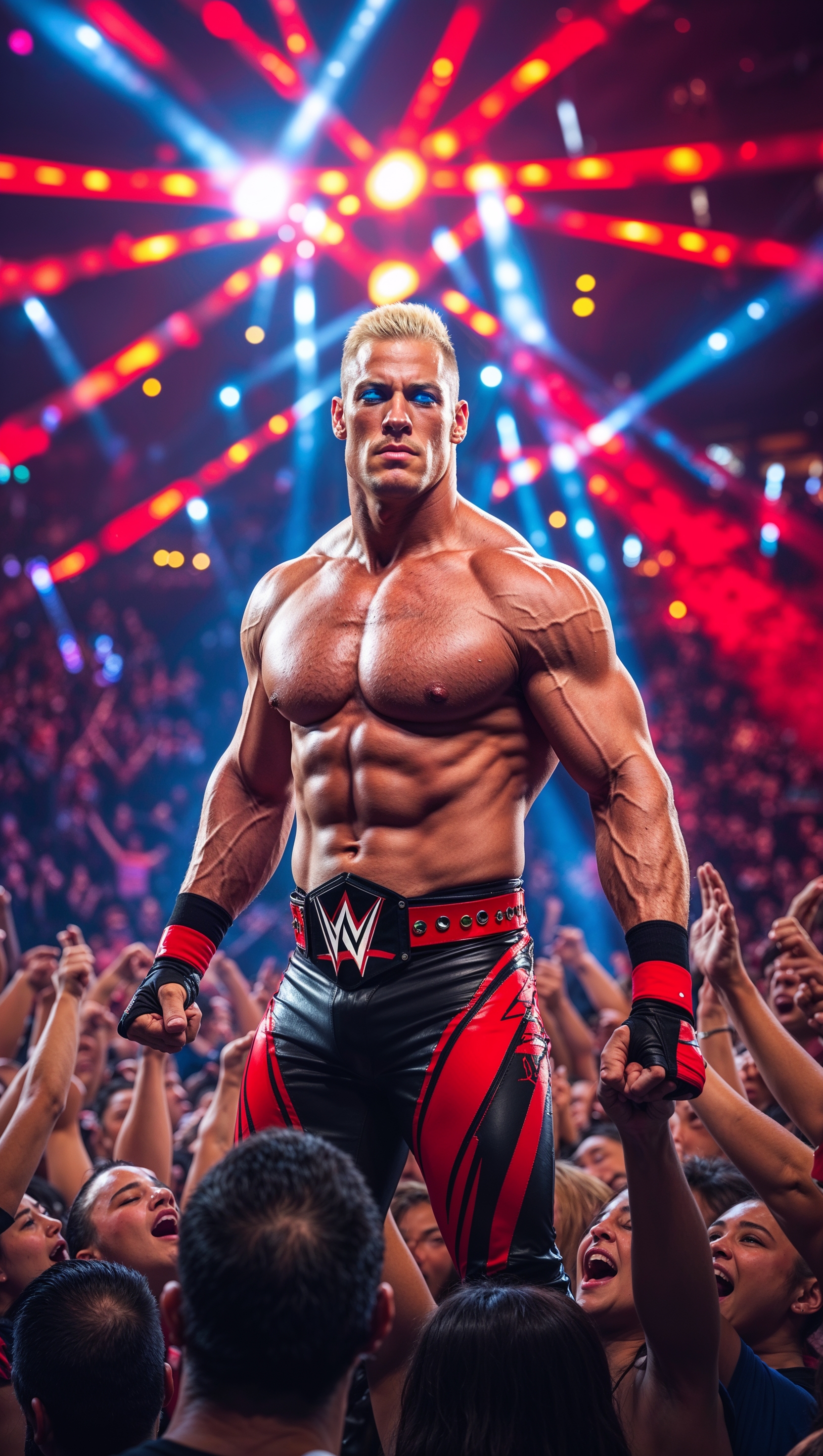 Cody Rhodes surrounded by crowd with stage lighting