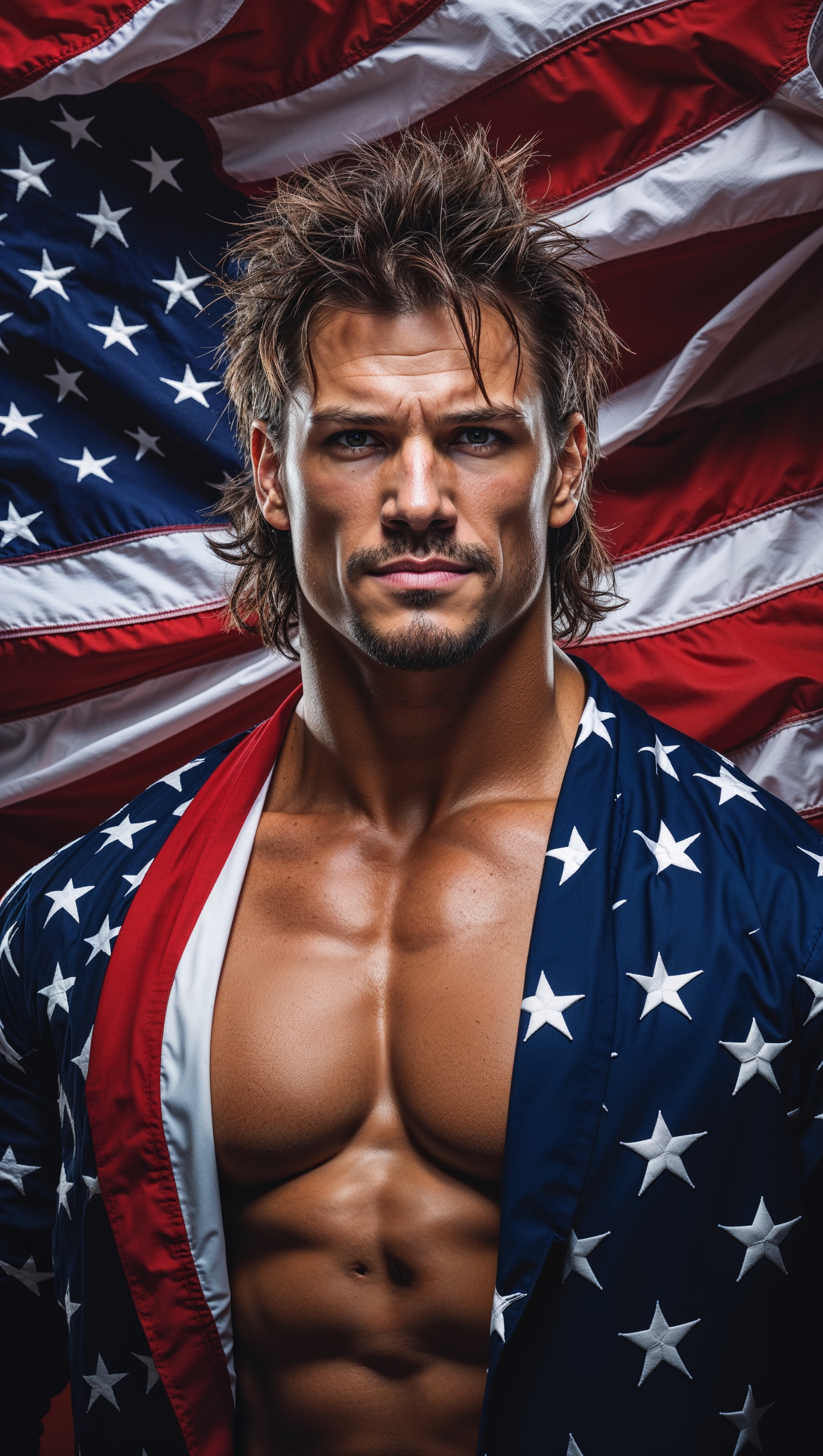 Cody Rhodes wallpaper with American flag background