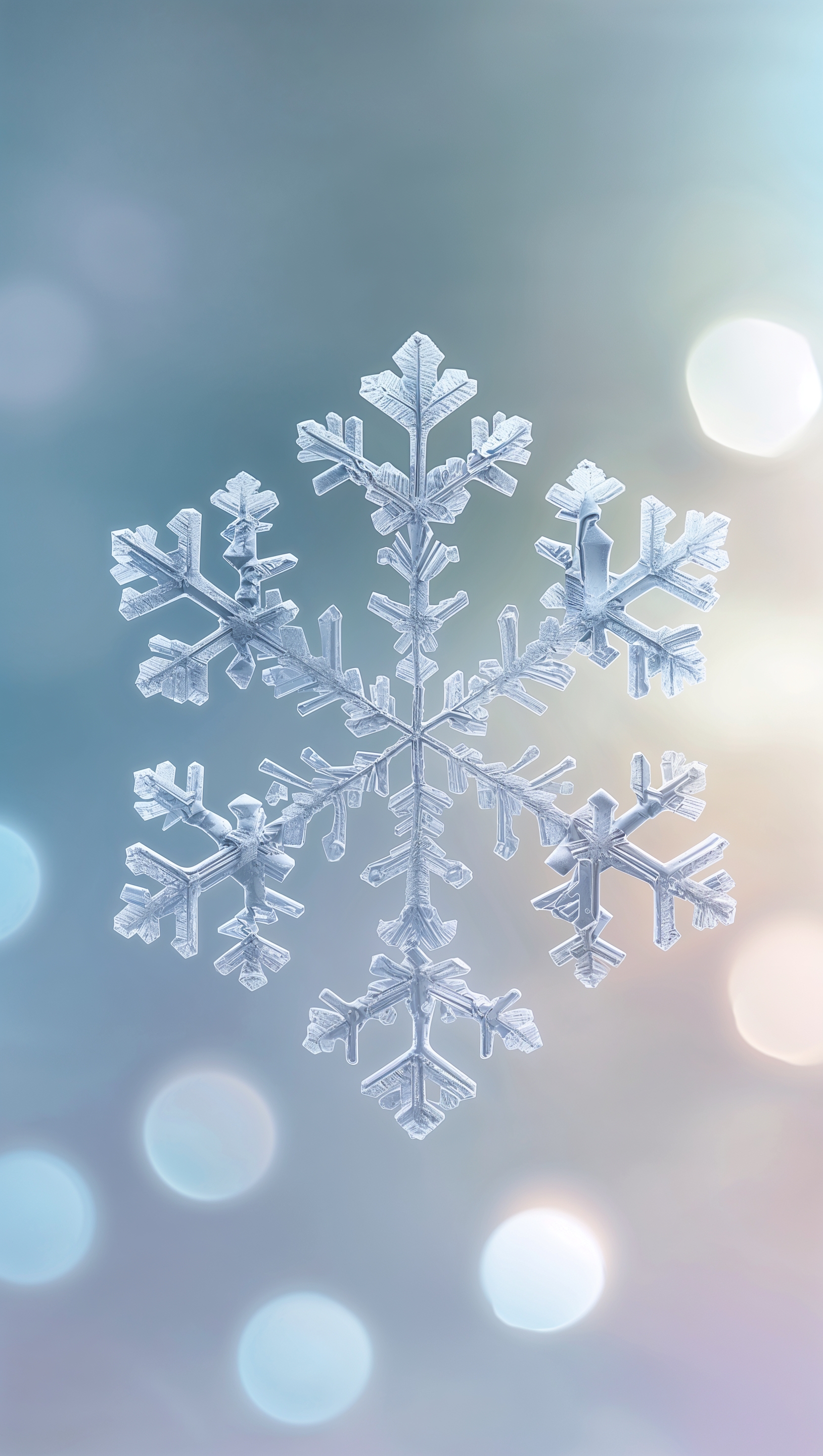 Snowflakes close-up with soft bokeh background
