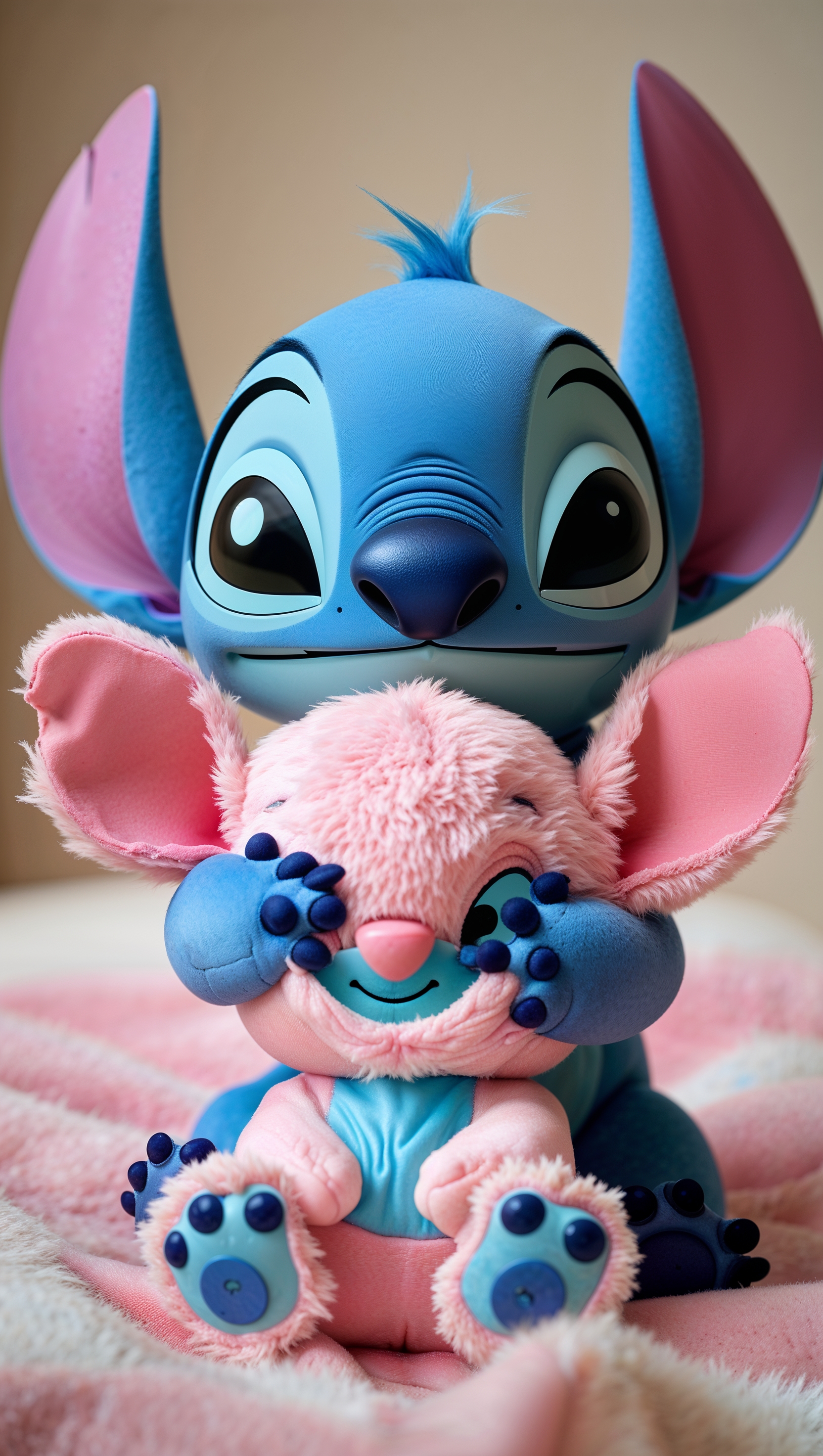 Stitch kissing a small plush toy