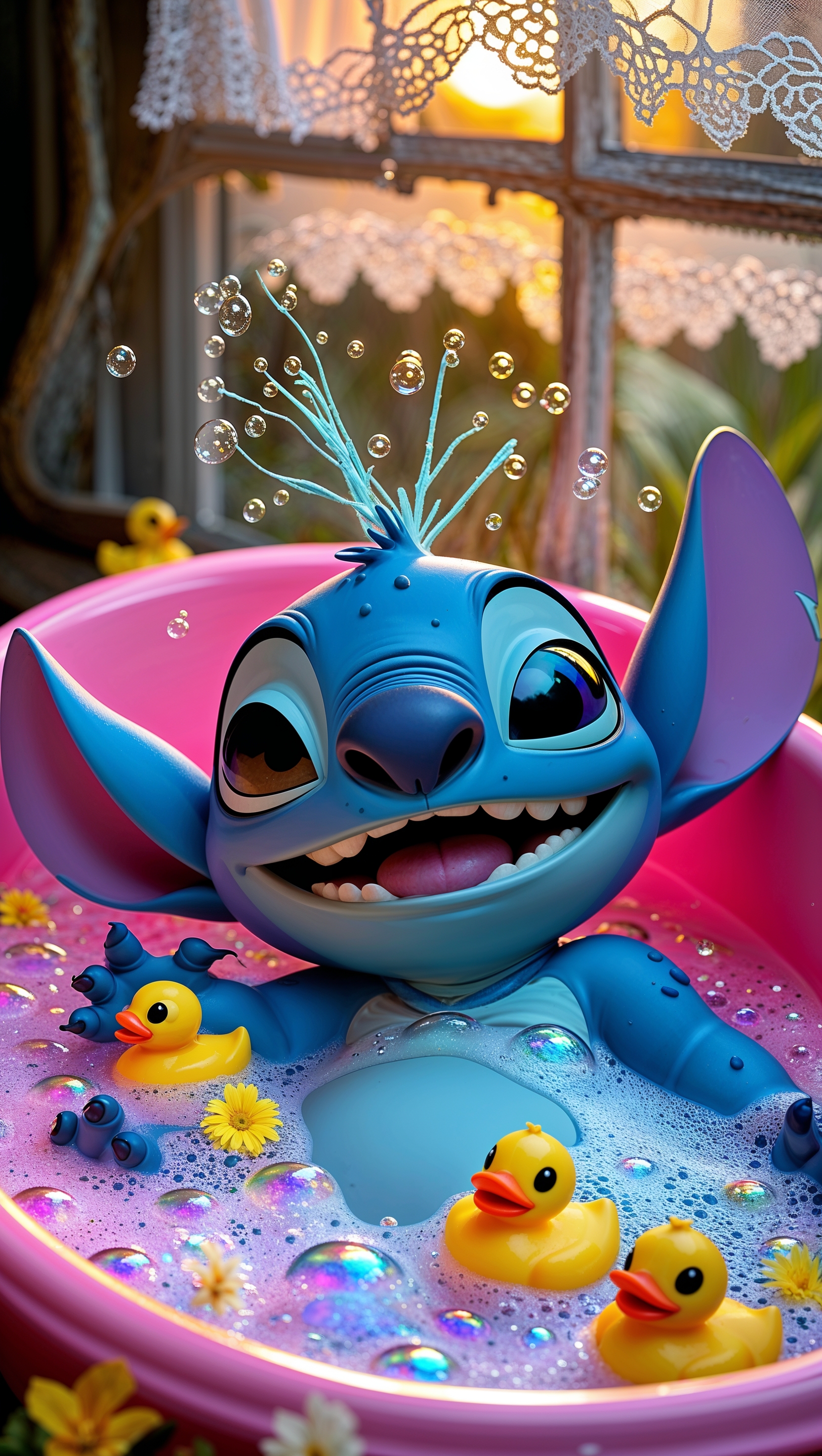 Stitch in a bubbly bath tub