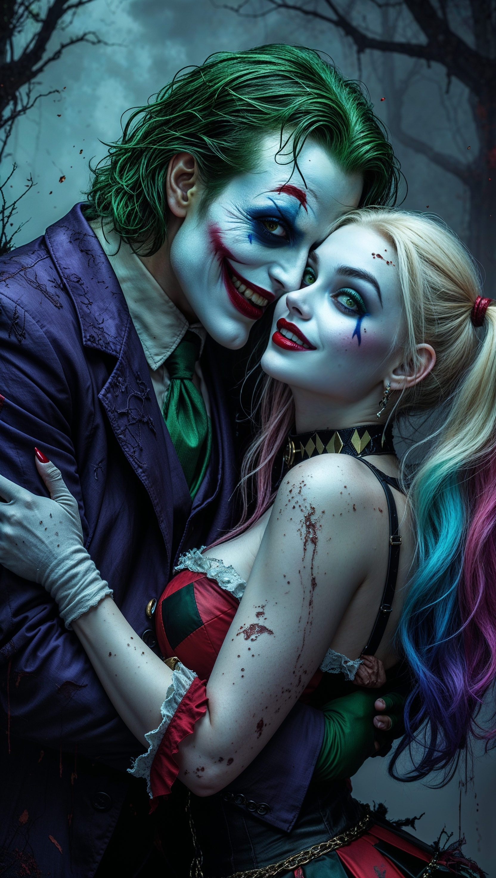Joker and Harley together – dark romantic art