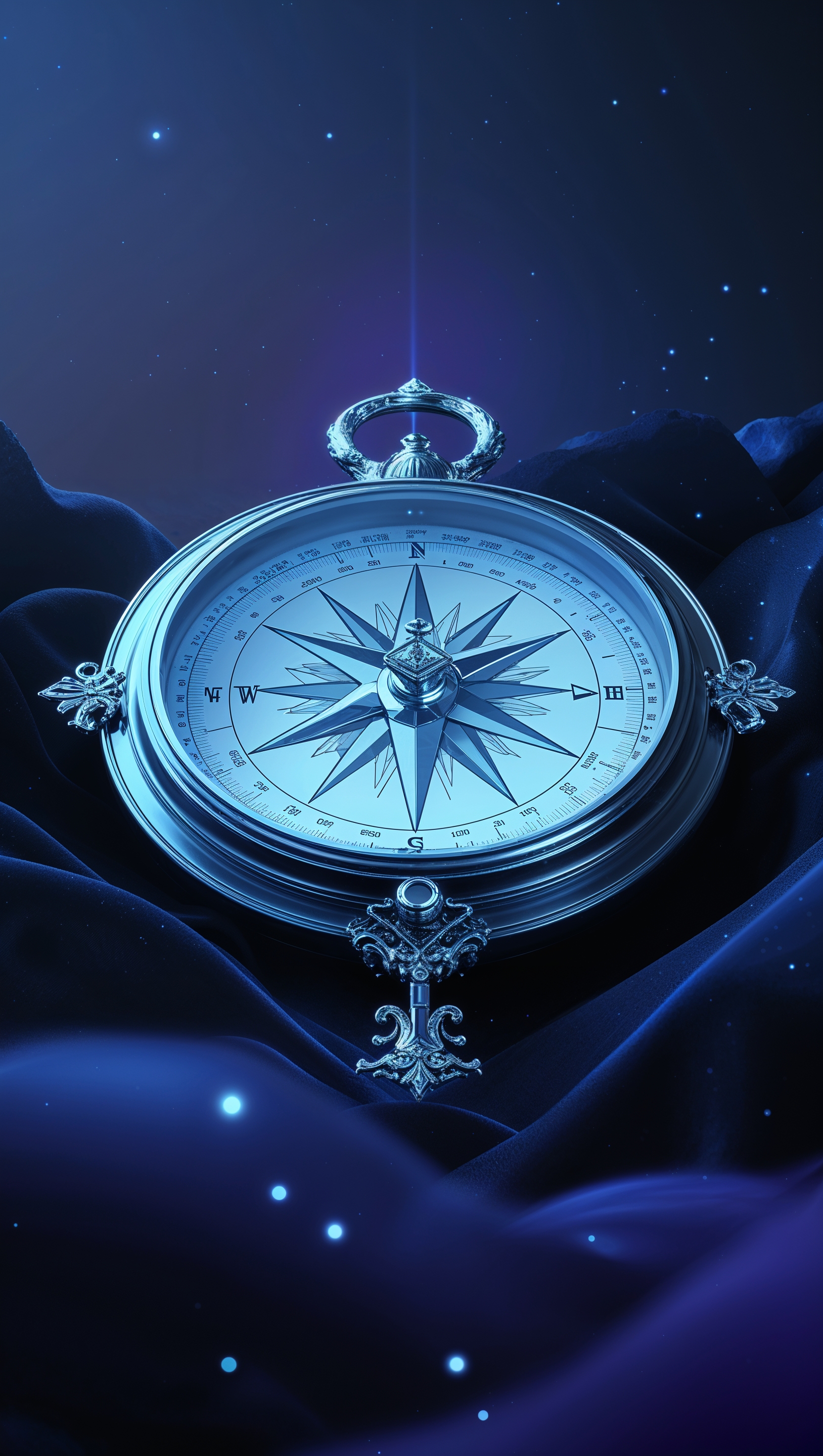 A glowing compass in the darkness, guiding destiny