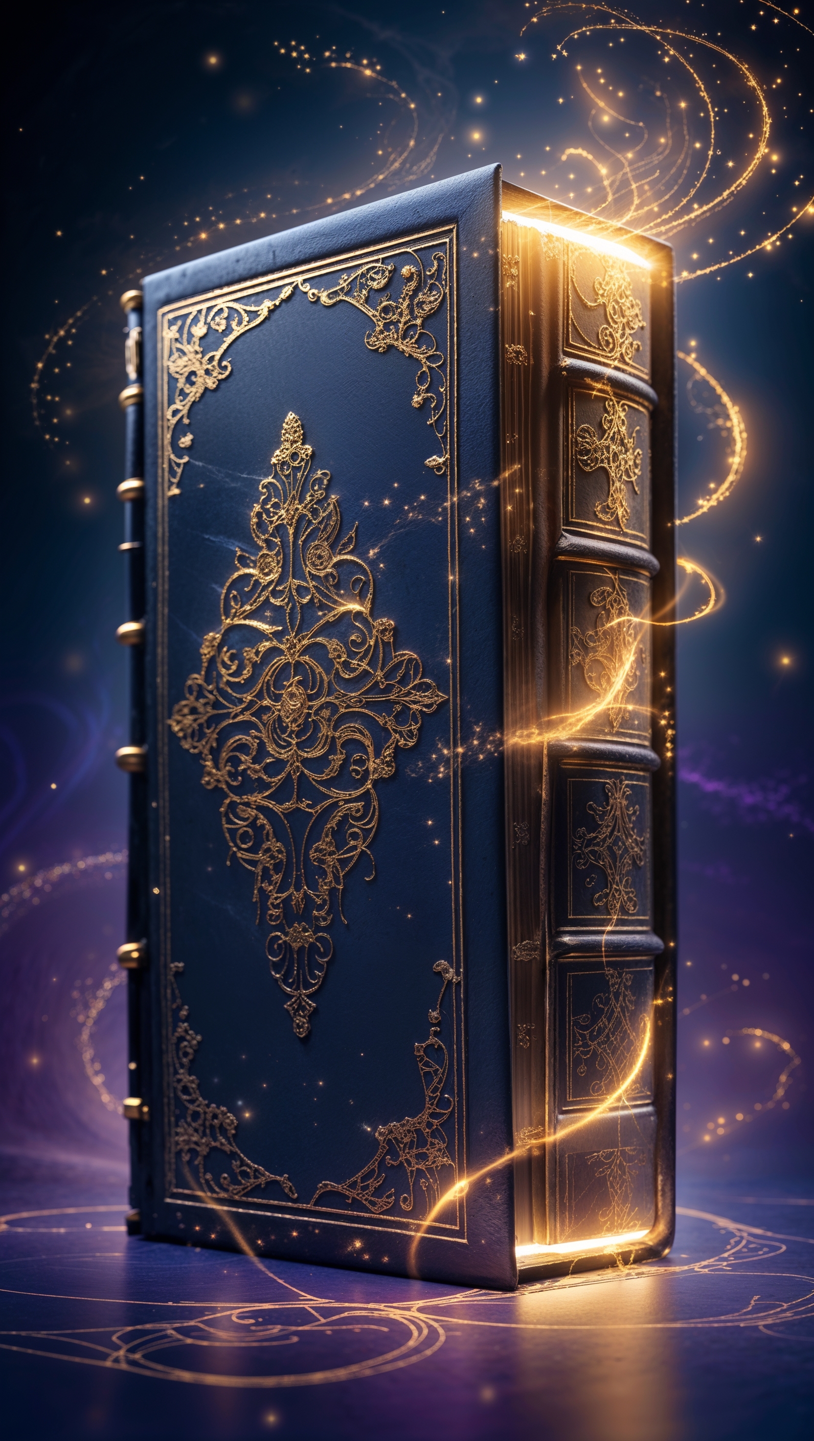 A glowing book emitting light, containing secrets of destiny